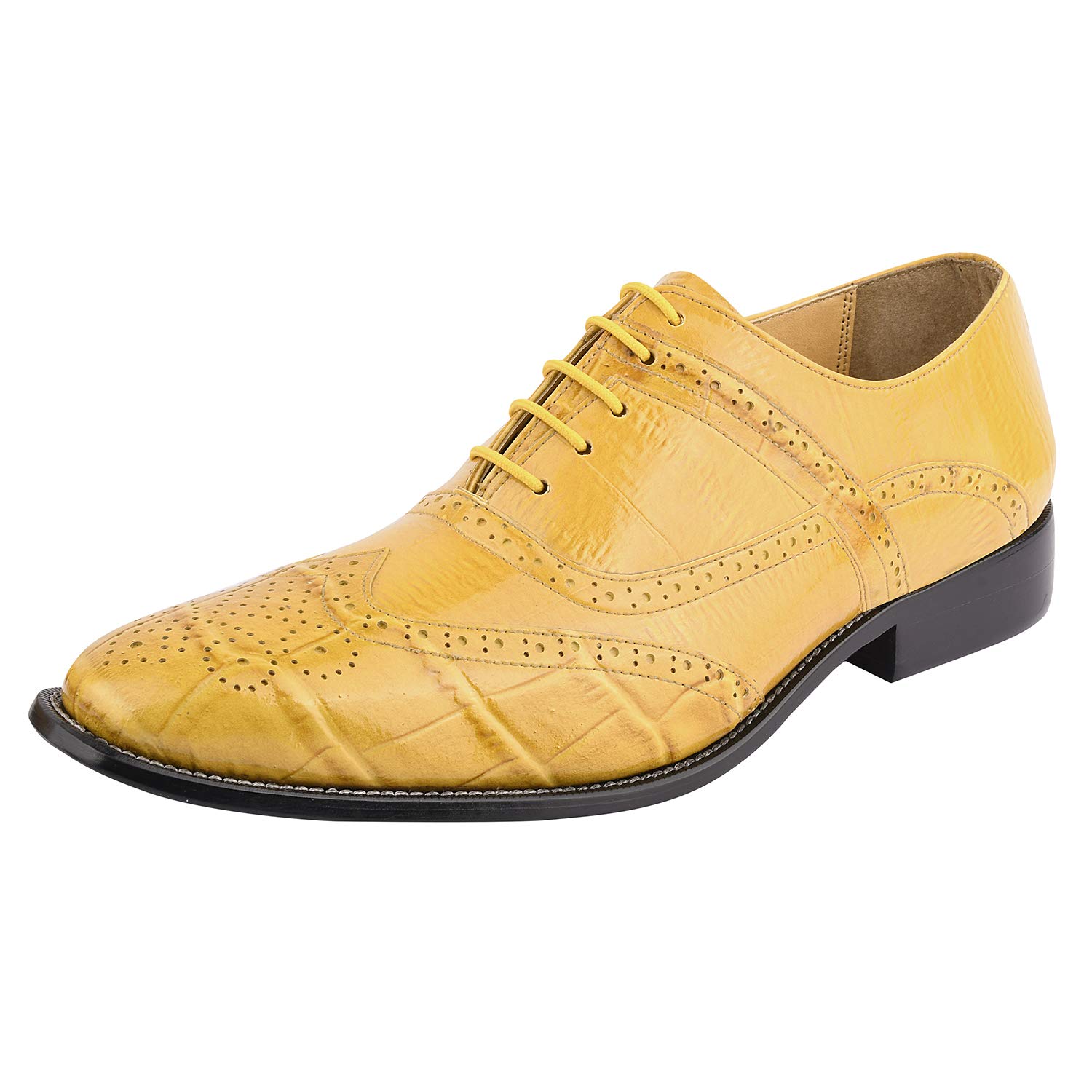 Premium Men's Oxford Dress Shoes - Non-Leather EEL Ostrich Print Skin - Formal Business & Wedding Attire - LIBERTYZENO Comfortable Office Shoes for Professionals