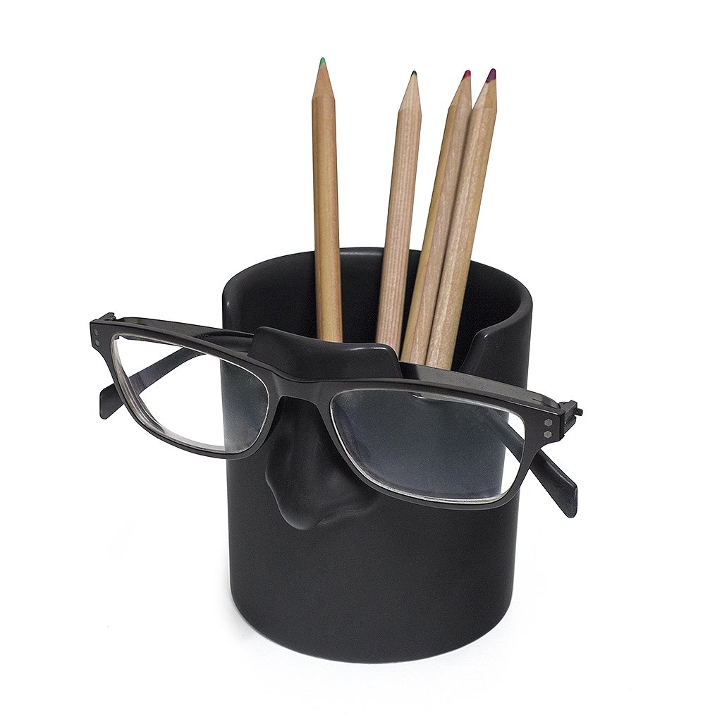 Mr. Tidy Pencil Holder & Glasses Organizer - Black - Keep Your Glasses Safe and Organized | Perfect for Office, Home Desk, and Car Storage