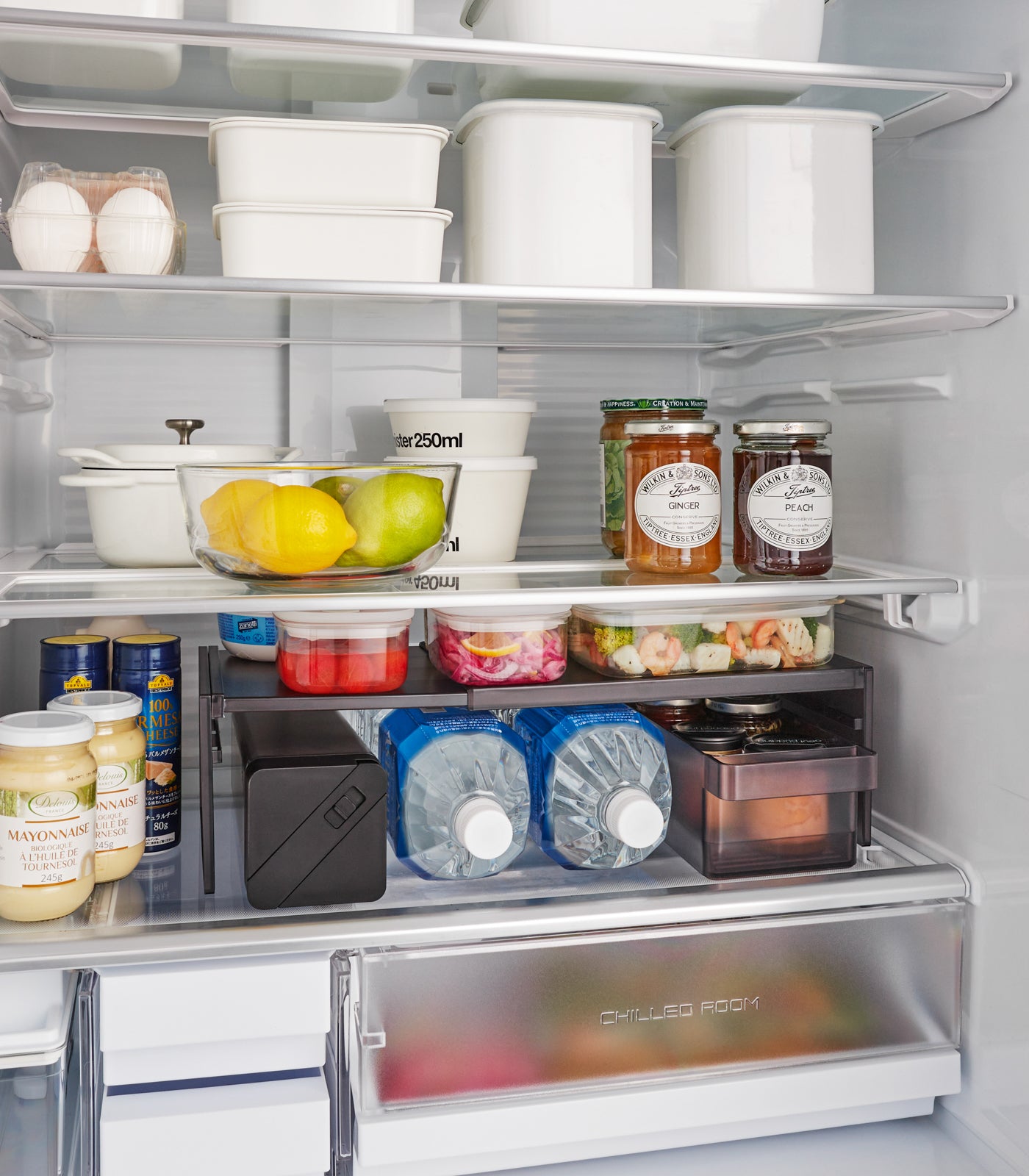 Adjustable 2-Way Refrigerator Shelf - Expandable Fridge Organizer for Kitchen Storage - Perfect for Fruits, Vegetables & Beverages