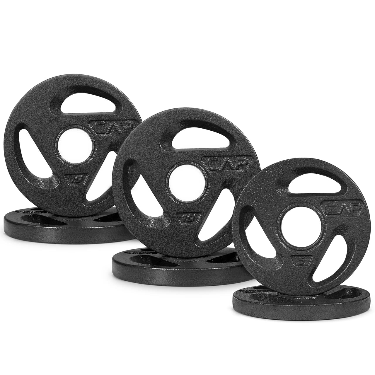 CAPHAUS Olympic Grip Weight Plates - 2-Inch Diameter Collar, 3-Hole Design for Comfortable Lifting - Perfect for Home Gym, CrossFit & Strength Training
