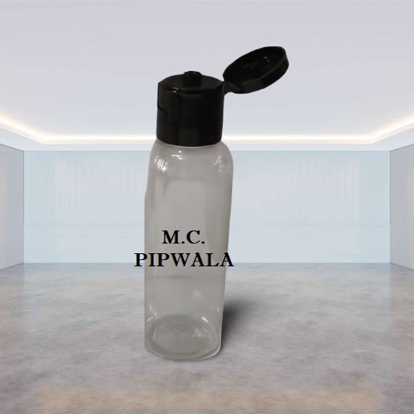 50ml PET Clear Round Plastic Bottles with 19mm Black Flip Top Cap - Leak Proof Squeeze Bottles for Cosmetics, Travel & DIY (Pack of 12) | Perfect for Essential Oils, Lotions & Travel-Sized Toiletries
