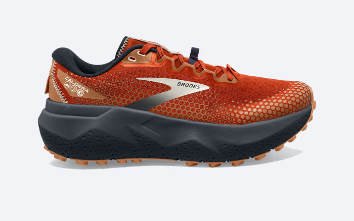 Brooks Caldera 6 Trail Running Shoes for Men - Rooibos/Biscuit/Peacoat Color - Size 10 D Medium - Lightweight Cushioned Hiking & Outdoor Adventure Footwear