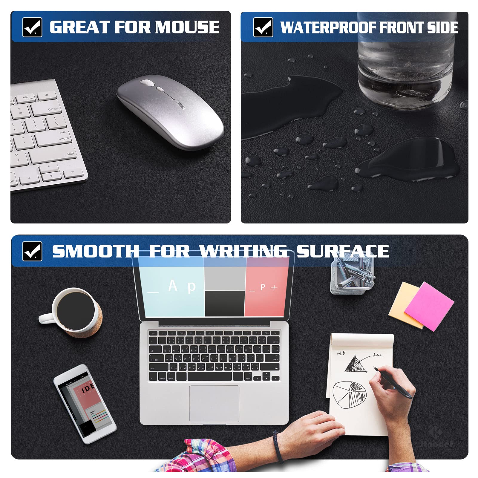 Premium Non-Slip Leather & Suede Desk Mat - 31.5