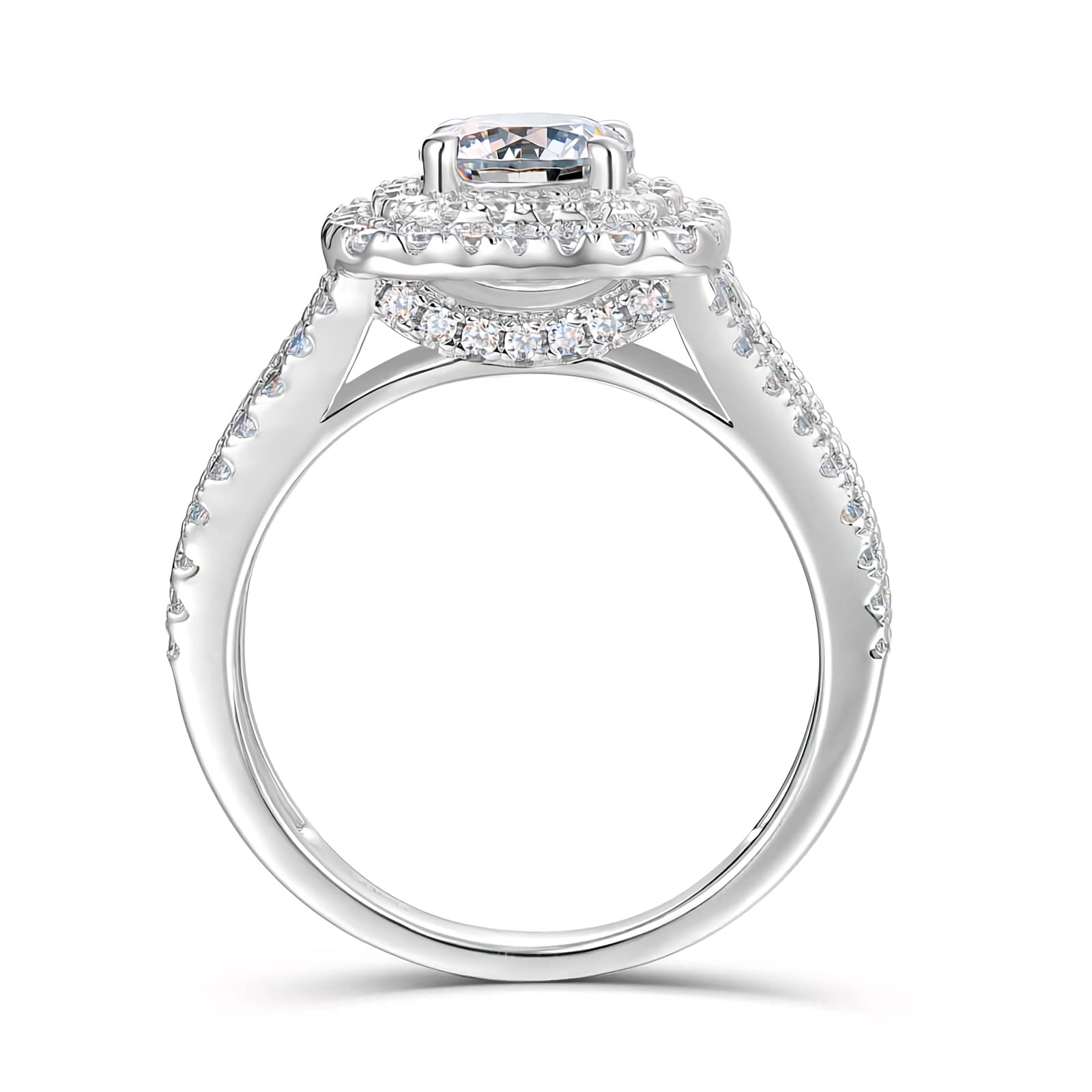 2CT Moissanite Engagement Ring for Women - 925 Sterling Silver Platinum Plated Wedding Band, Size 6 | Perfect for Proposals, Anniversaries & Bridal Jewelry Gifts