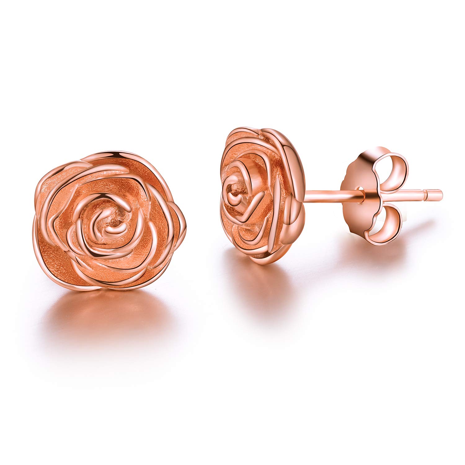 18K Gold Plated S925 Sterling Silver Rose Stud Earrings for Women - Elegant Floral Jewelry Gift for Christmas, Birthday, Anniversary | Perfect for Daily Wear, Date Nights & Special Occasions