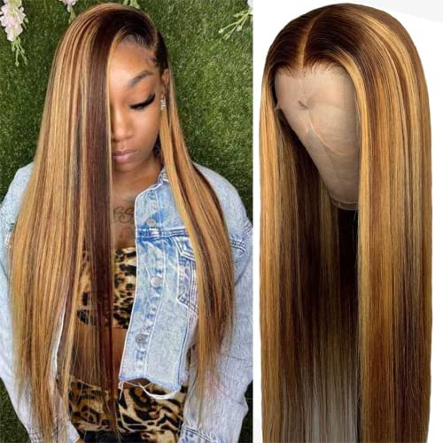 13x4 HD Lace Front Human Hair Wig - Ombre Honey Blonde Straight 20 Inch with Pre-Plucked Baby Hair & 150% Density | Perfect for Daily Wear, Cosplay, Weddings & Special Occasions