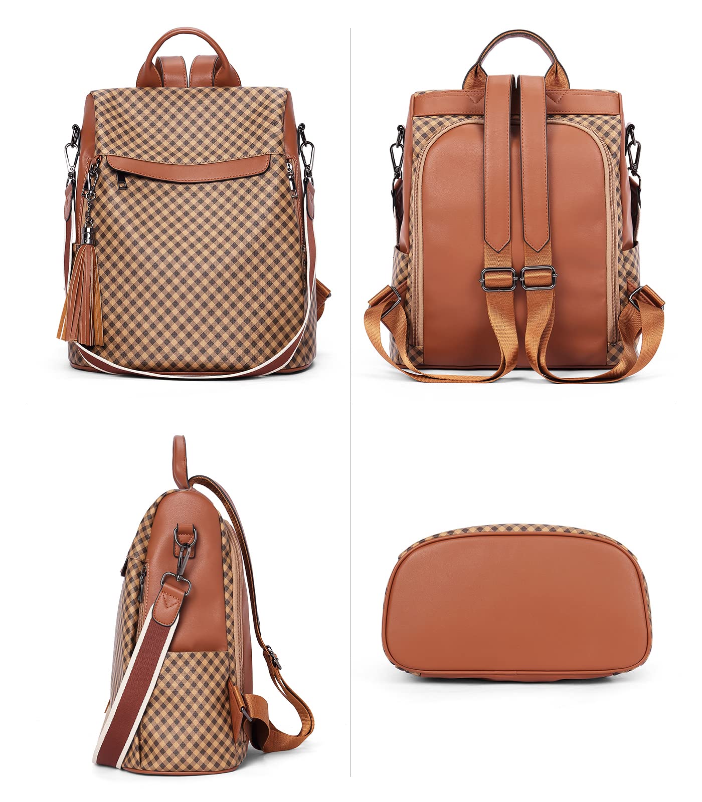 Telena Women's PU Leather Anti-Theft Travel Backpack Purse - Stylish Shoulder Bag with Tassel for Work, School, Commuting & Weekend Getaways