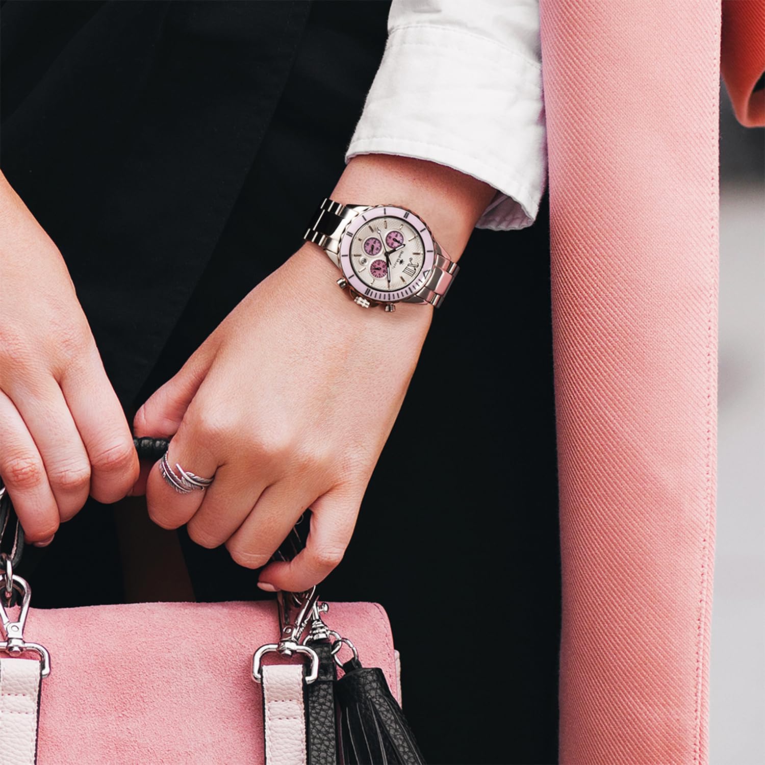 René Mouris Dream-I Japanese Quartz Women's Watch - 38mm 316L Stainless Steel Chronograph with Sapphire Coated Crystal | Waterproof to 50M | Elegant Dress Watch for Office, Party & Everyday Wear