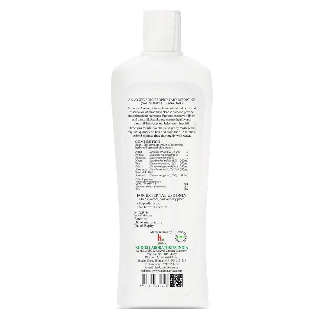 Kudos Amla Reetha Shikakai Herbal Shampoo - 500ml | Natural Hair Growth & Scalp Care | For Dry, Damaged & Frizzy Hair | Ayurvedic Hair Treatment at Home