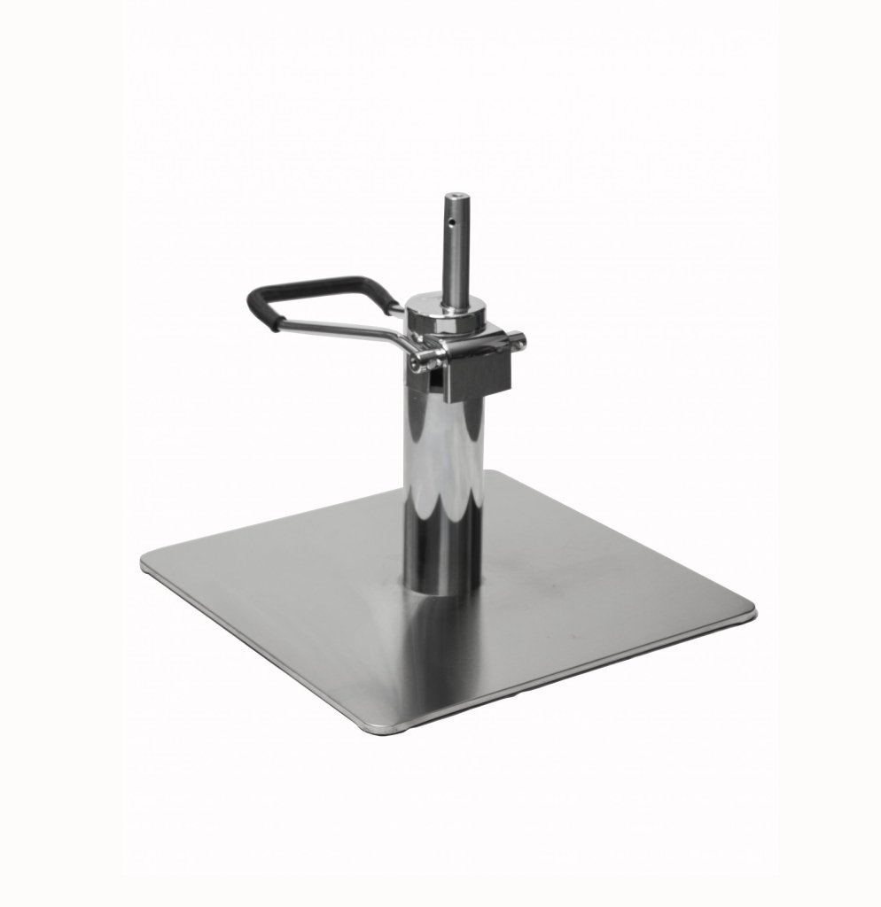 Lanvain Chrome Hydraulic Pump with Square Stainless Steel Base Plate for Salon Styling Chair XBC 50 2 - Heavy Duty Hydraulic Lift Mechanism for Barber Chairs & Salon Furniture (Hair Salon, Barber Shop, Beauty Parlor)