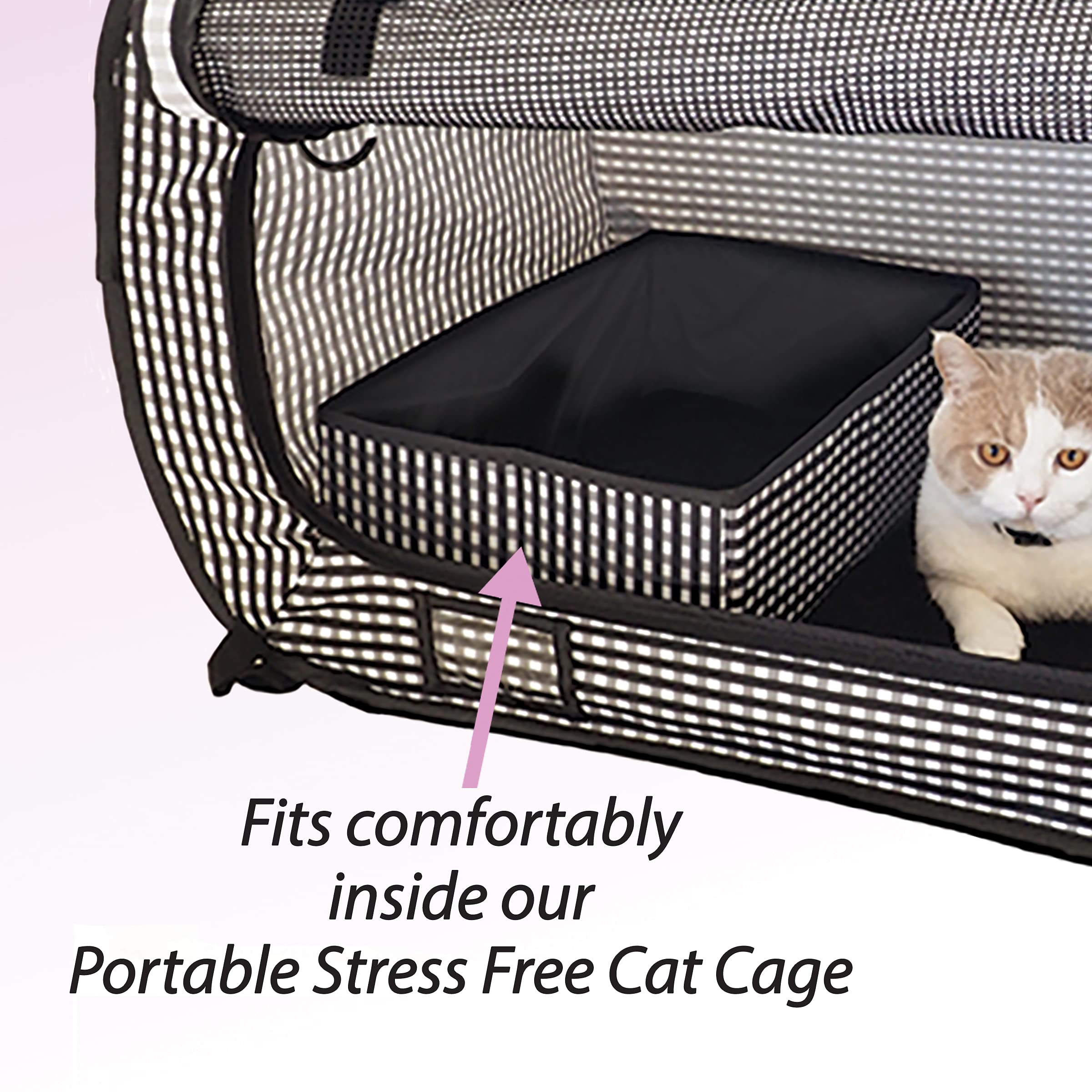 Necoichi Portable Stress-Free Cat Carrier with Litter Box - Lightweight Travel Cage for Indoor & Outdoor Use - Perfect for Vet Visits, Road Trips & Airplane Travel (Black)