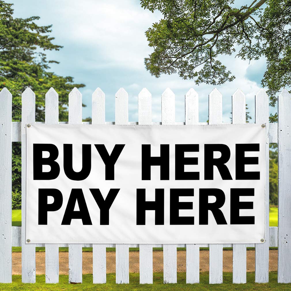 Durable Vinyl Banner 48x96 Inches - Weatherproof Outdoor Business Sign with 8 Grommets | Buy Here Pay Later | Perfect for Storefronts, Events & Construction Sites