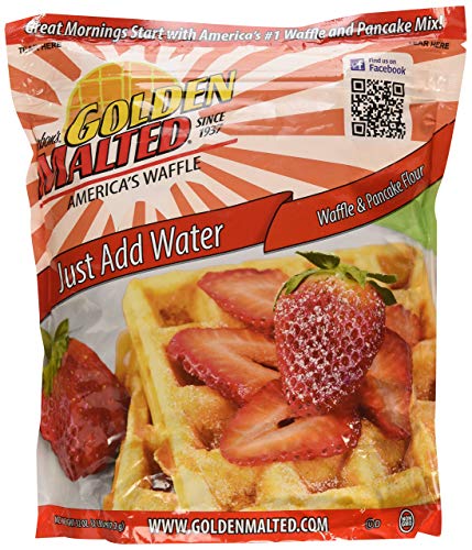 Carbon's Golden Malted Pancake & Waffle Flour Mix - Complete Just Add Water Mix (32oz x 4 Pack) | Perfect for Breakfast, Brunch & Family Gatherings