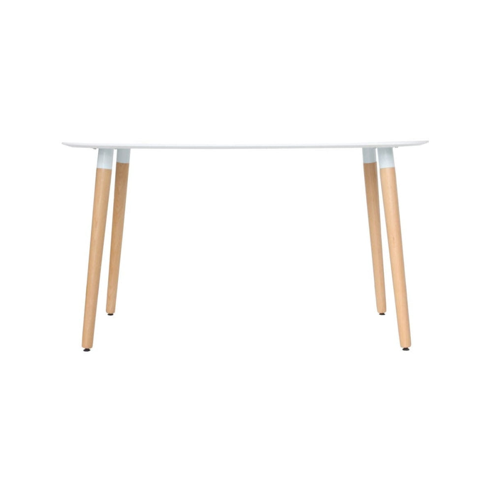 Scandinavian White Top Rectangular Wooden Dining Table 130cm - Modern Kitchen & Dining Room Furniture for Small Spaces & Apartments