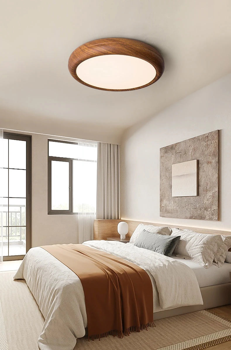 Wood Grain Round Ceiling Lamp - Modern Farmhouse Pendant Light with Natural Wood Finish - Perfect for Living Room, Bedroom, or Dining Room Lighting