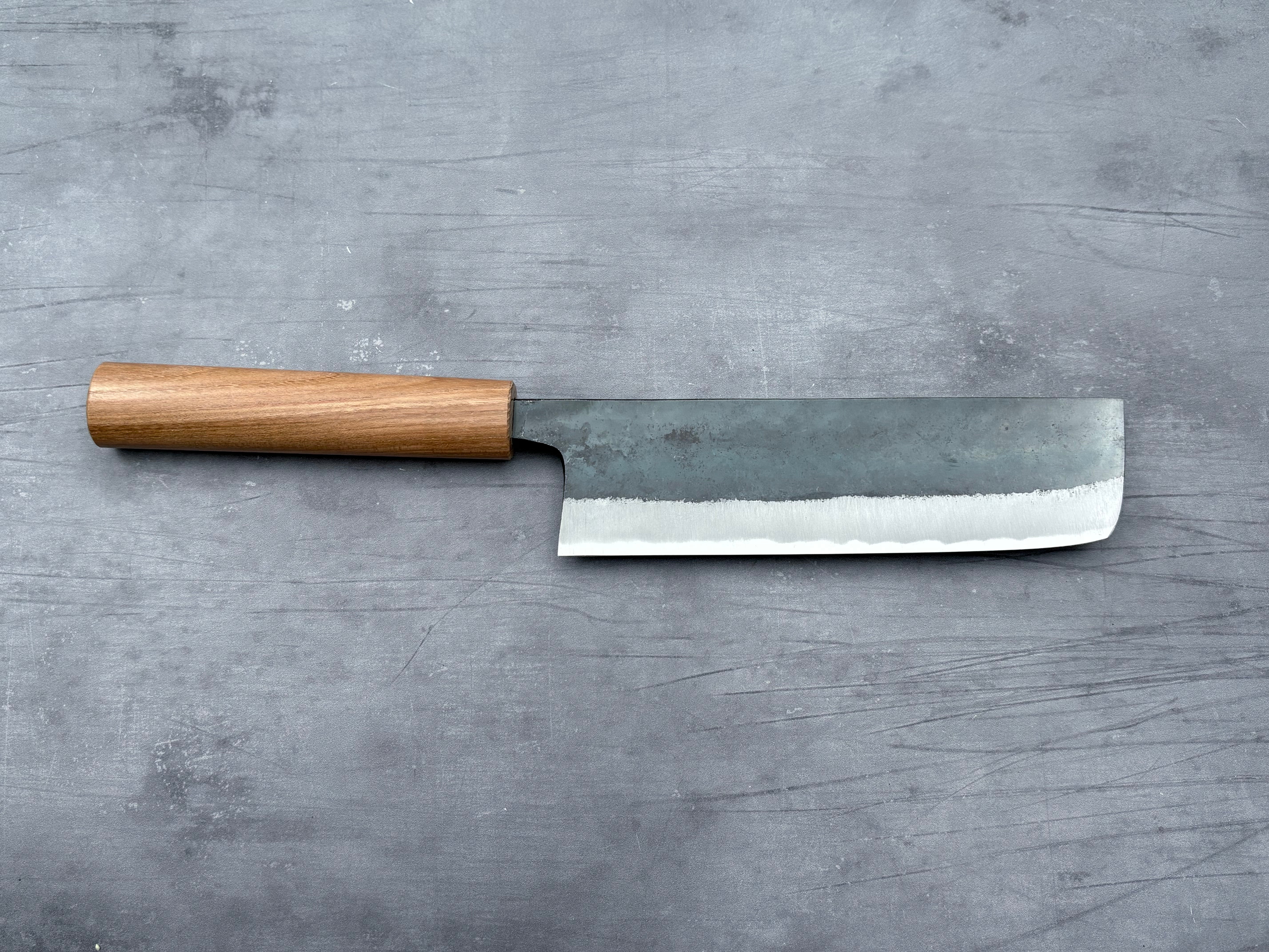 Premium Japanese Nakiri Knife - Blue #1 Steel Blade for Professional Chefs & Home Cooking - Perfect for Slicing Vegetables, Herbs & Sushi Prep