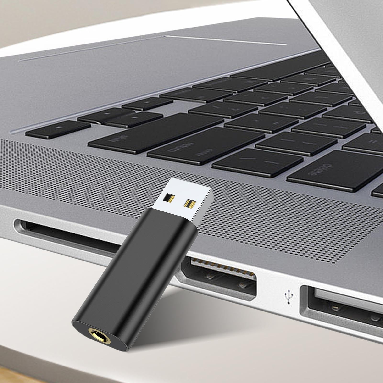 USB to 3.5mm Audio Jack Adapter - External Sound Card for Laptop & PC - Plug & Play USB Headphone Converter - Driver-Free USB Audio for Gaming, Streaming, Zoom Calls - Perfect for League of Legends, Discord, Online Classes & Work from Home Setup