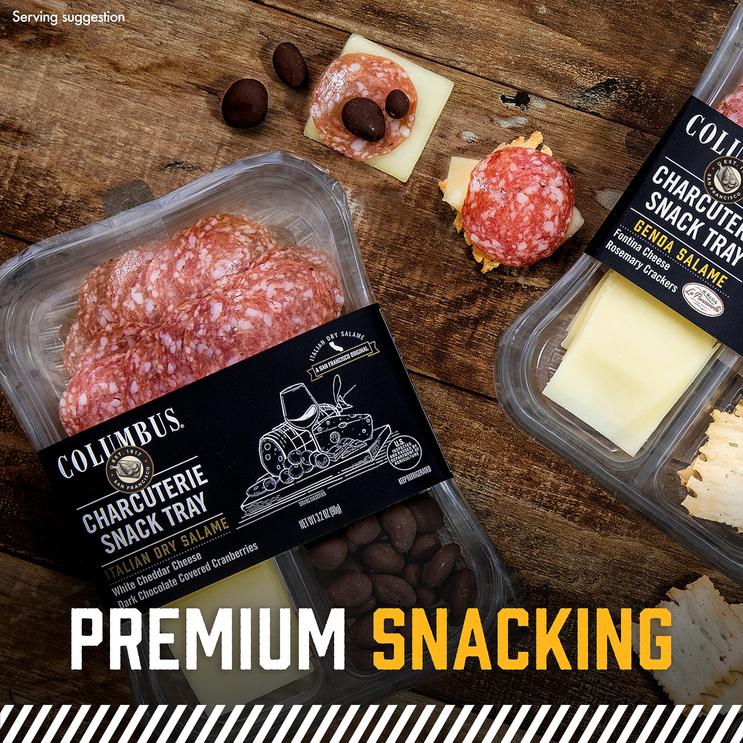COLUMBUS Italian Dry Salame Snack Tray - Premium Protein Snacks with Meat & Cheese (3.2 Oz) | Perfect for Lunch Boxes, Office Snacks & Charcuterie Boards