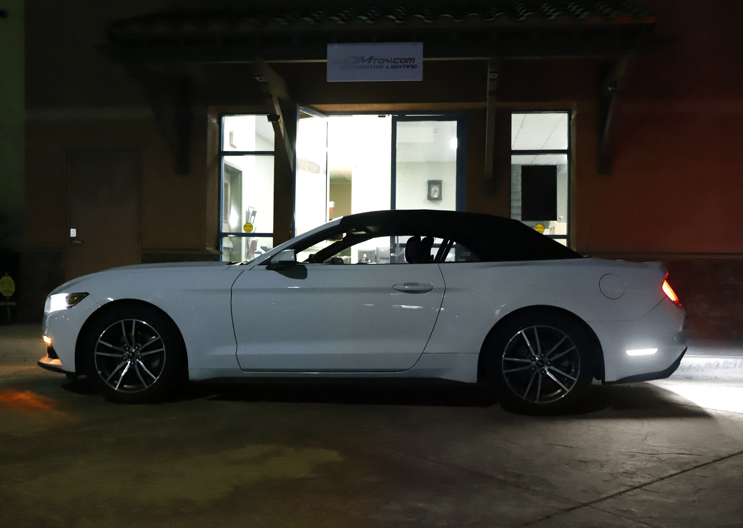 2015-2023 Ford Mustang White Full LED Rear Side Markers with 30% Dark Tinted Lens - Enhanced Visibility & Style for Night Driving & Car Shows