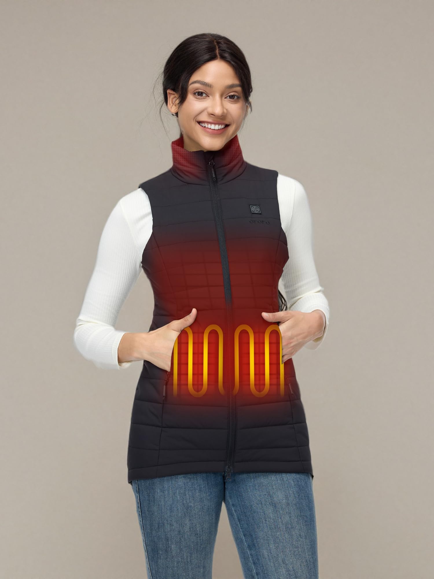 ORORO Women's Heated Puffer Vest with 4 Adjustable Heat Zones - USB Rechargeable Battery Included (No Charger) - Perfect for Winter Outdoor Activities, Hiking & Cold Weather Commuting