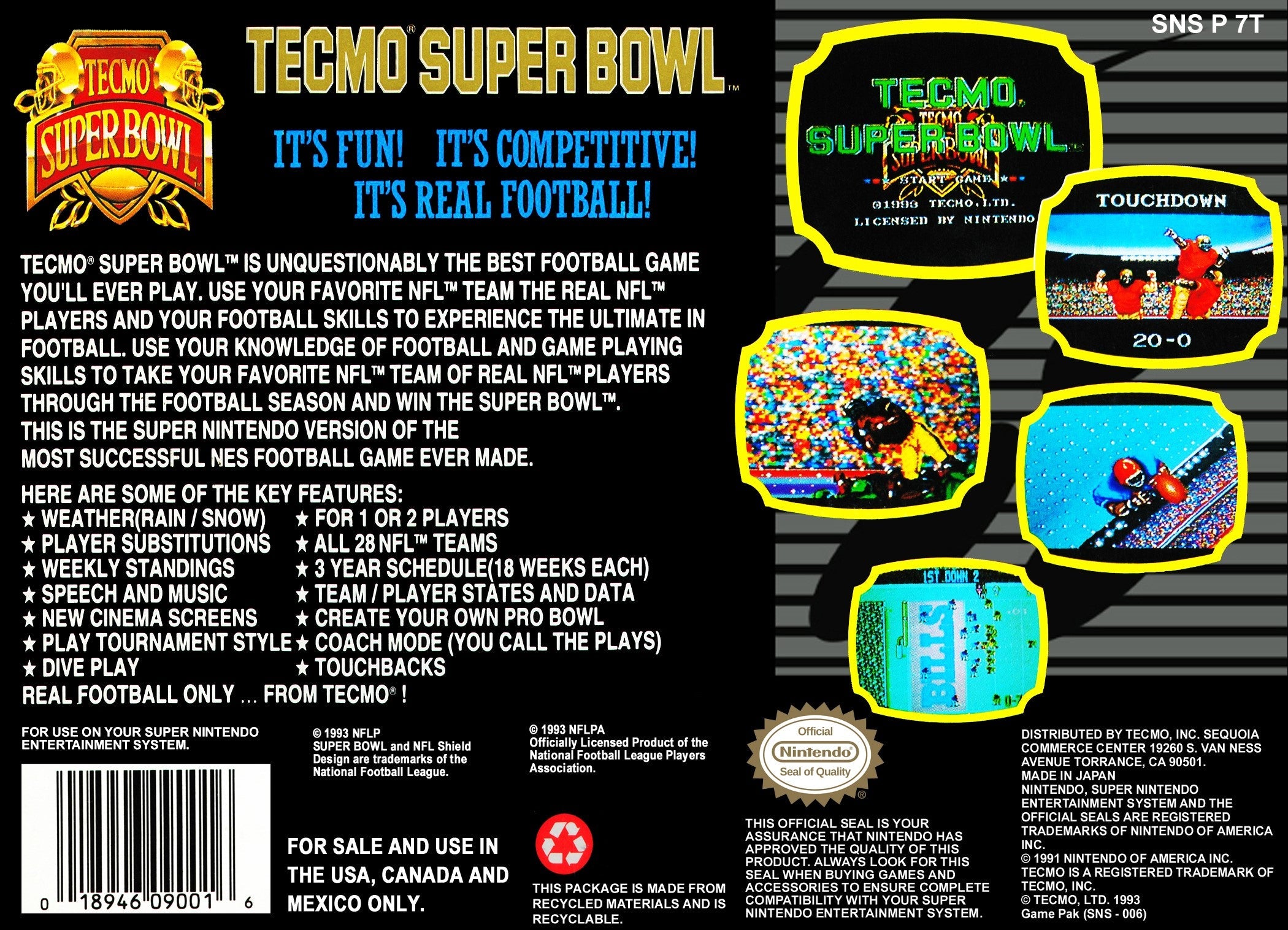 Tecmo Super Bowl - Classic NES Football Video Game | Retro Gaming for Sports Fans & Nostalgic Gamers - Perfect for Parties & Game Nights