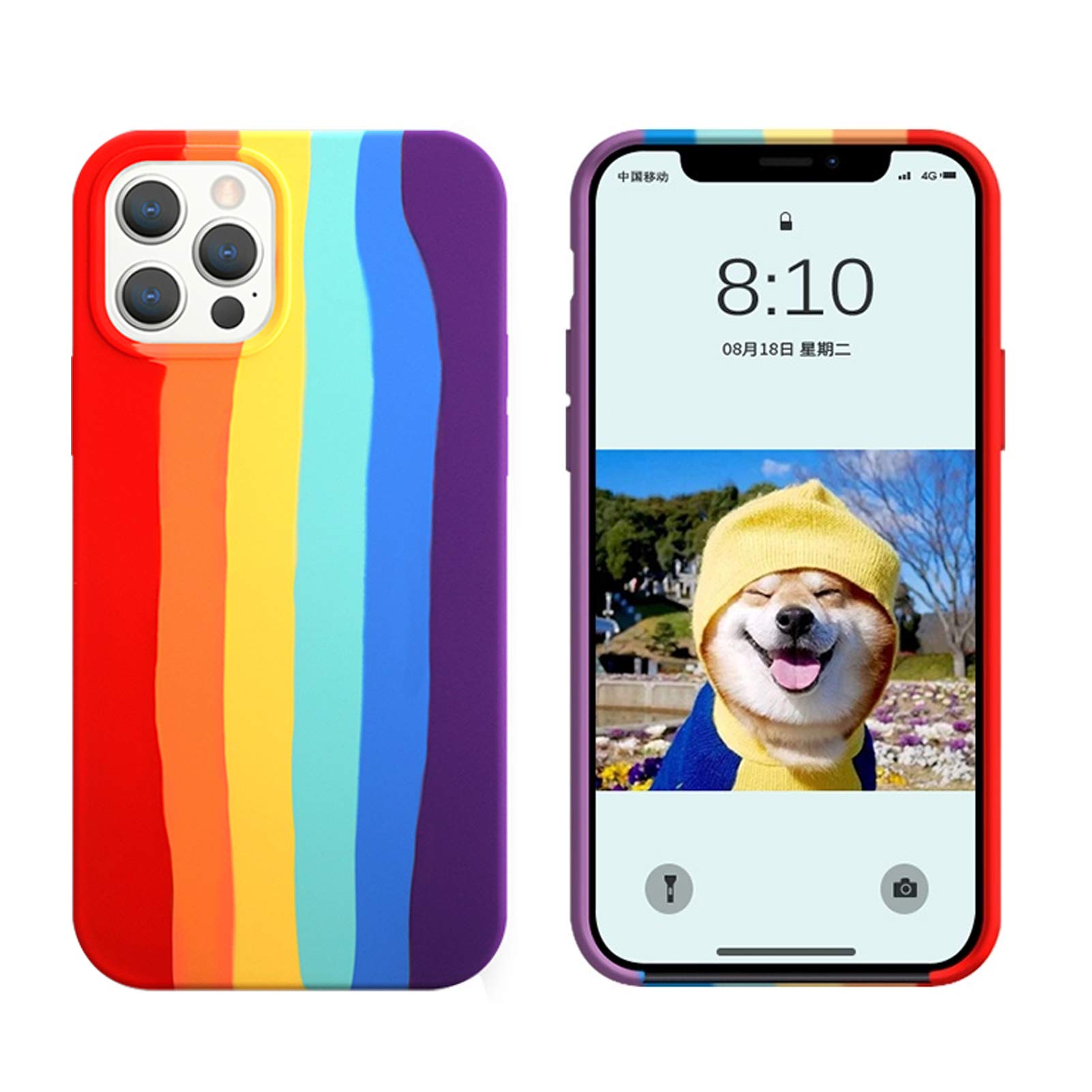 Personalized Rainbow Stripes Liquid Silicone Phone Case for iPhone 13 - Gradient Colorful Protective Cover for Women, Men & Girls | Durable & Stylish for Daily Use, Work & Travel