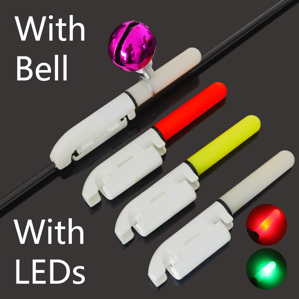 2PCS Fishing Alarm Bell & Glow Sticks with Buckle - Waterproof Luminous Rod Tip Lights for Night Fishing, Sea Fishing Accessories - Perfect for Nighttime Anglers & Fishing Enthusiasts (Ideal for Pier Fishing, Lake Fishing & Deep Sea Adventures)