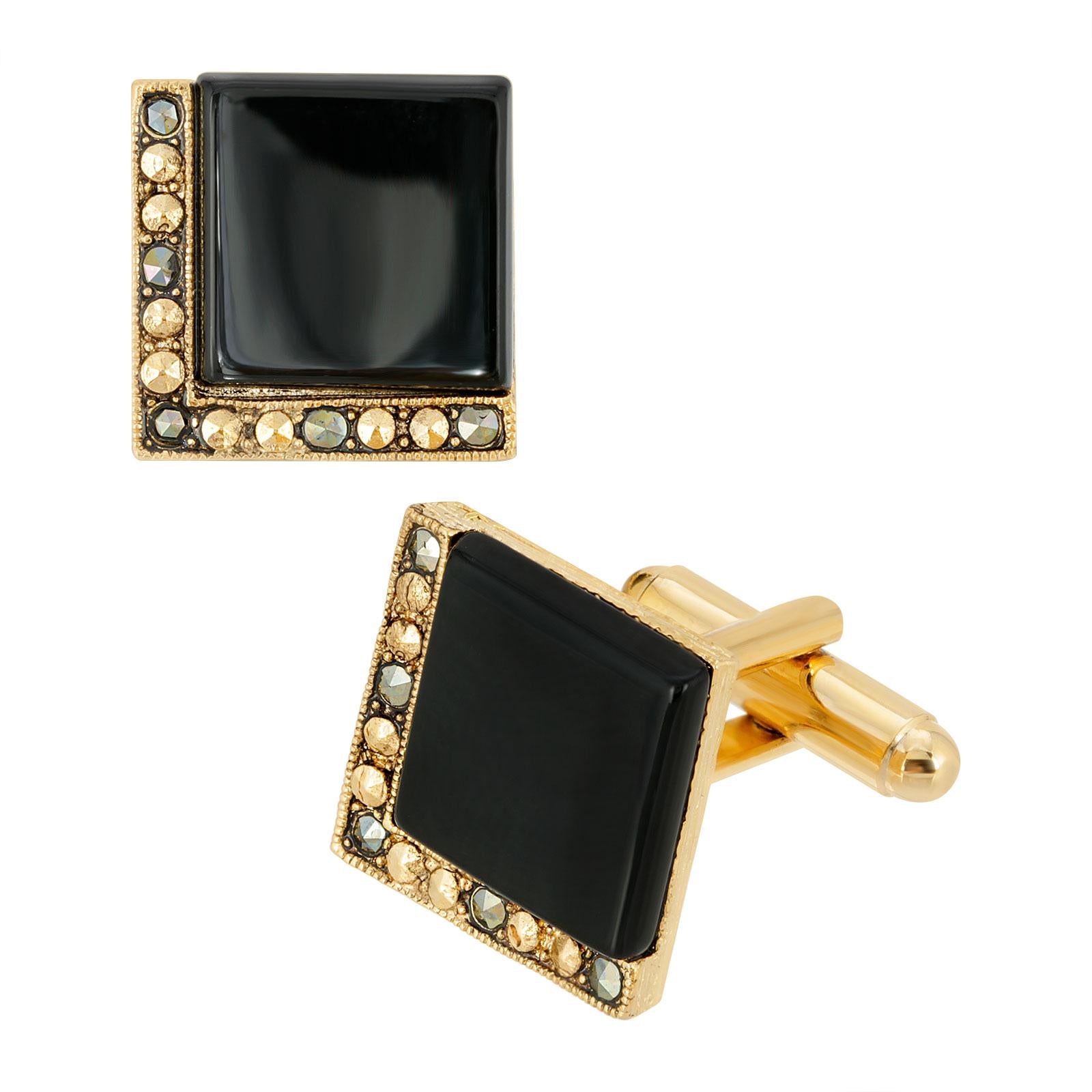 Vintage 1928 Art Deco Style Square Cufflinks for Men - Classic Elegant Dress Shirt Accessories for Weddings, Business Meetings & Formal Events