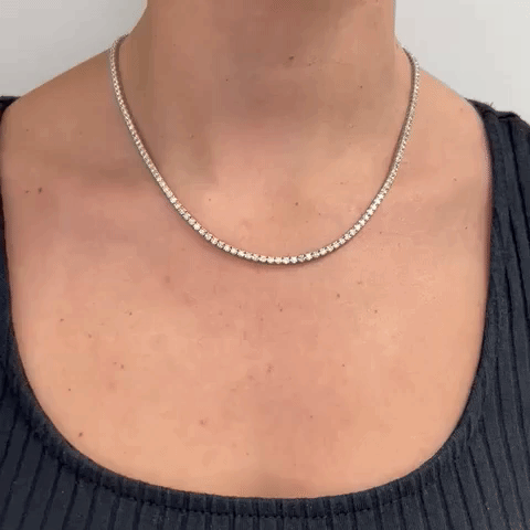 14K Gold HalfWay Diamond Tennis Necklace - 5.00 Carat, 2.3mm Width, 4-Prong Setting | Elegant Jewelry for Weddings, Anniversaries & Special Occasions