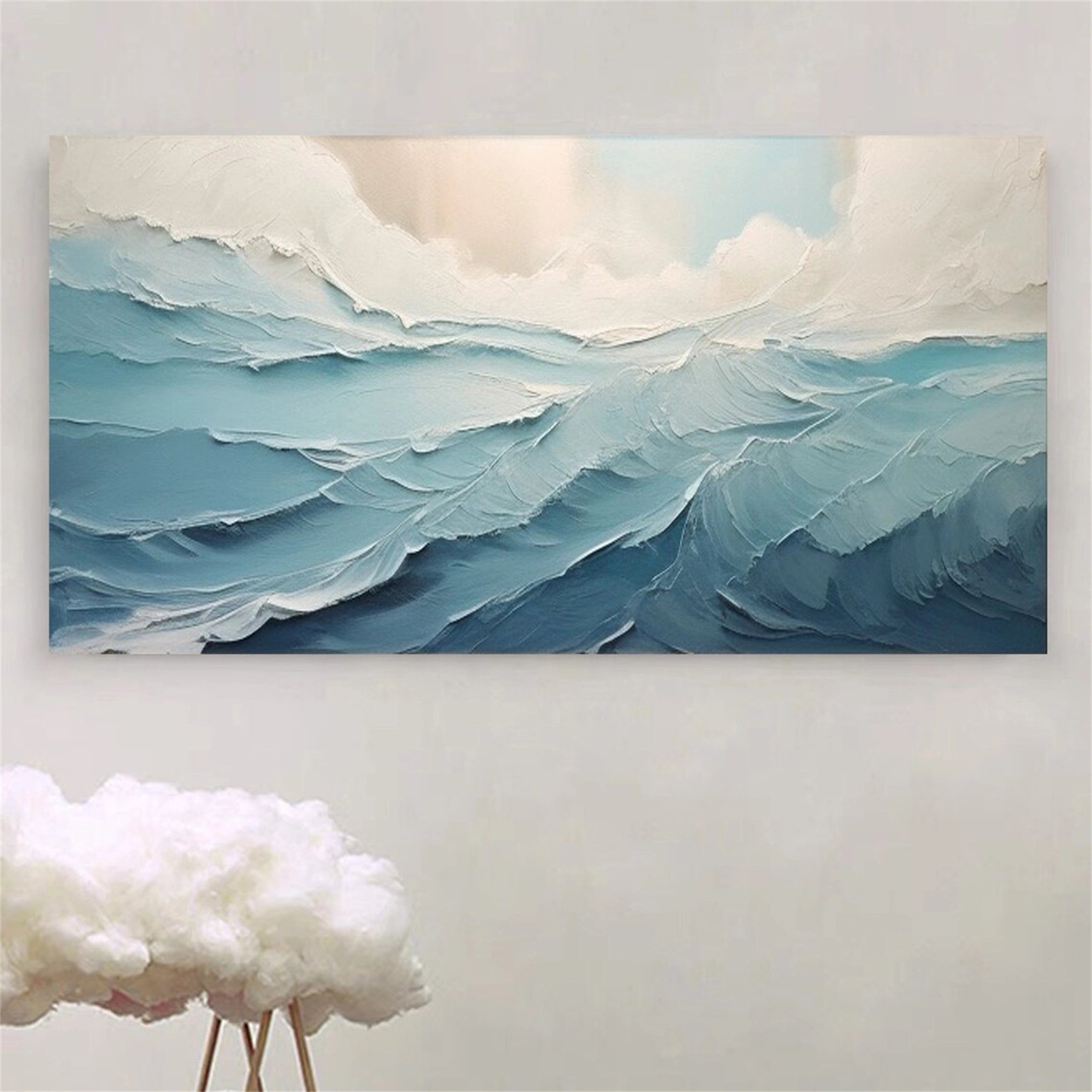 Ocean and Sky Painting #OS 100 - Handmade Canvas Wall Art for Home Decor, Office & Living Room - Perfect for Coastal, Beach House or Nature Inspired Interior Design