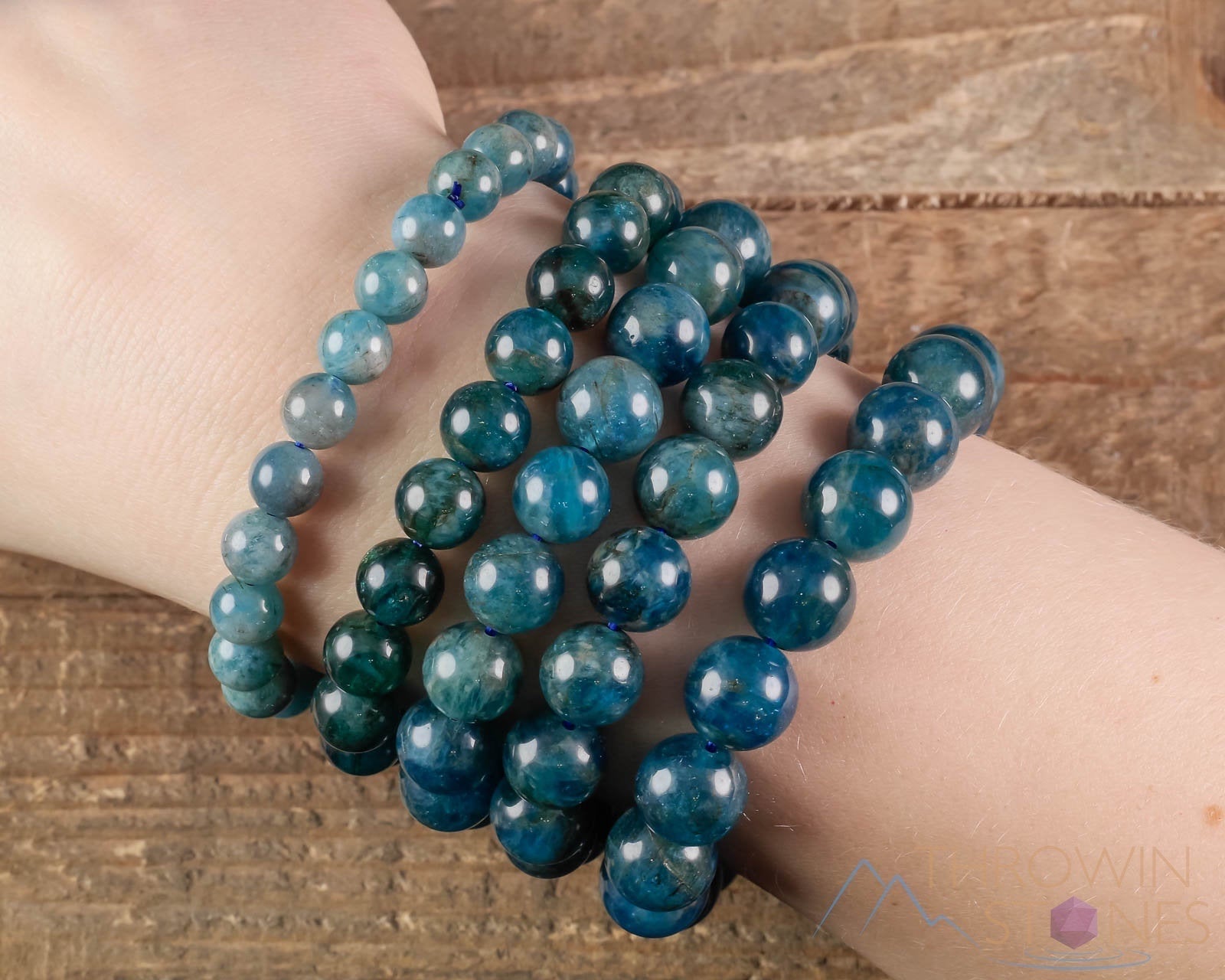 Blue Apatite Bracelet with Round Crystal Beads - Handmade Gemstone Jewelry for Women, Healing Crystal Gift for Her (E1629) | Perfect for Meditation, Yoga & Spiritual Healing