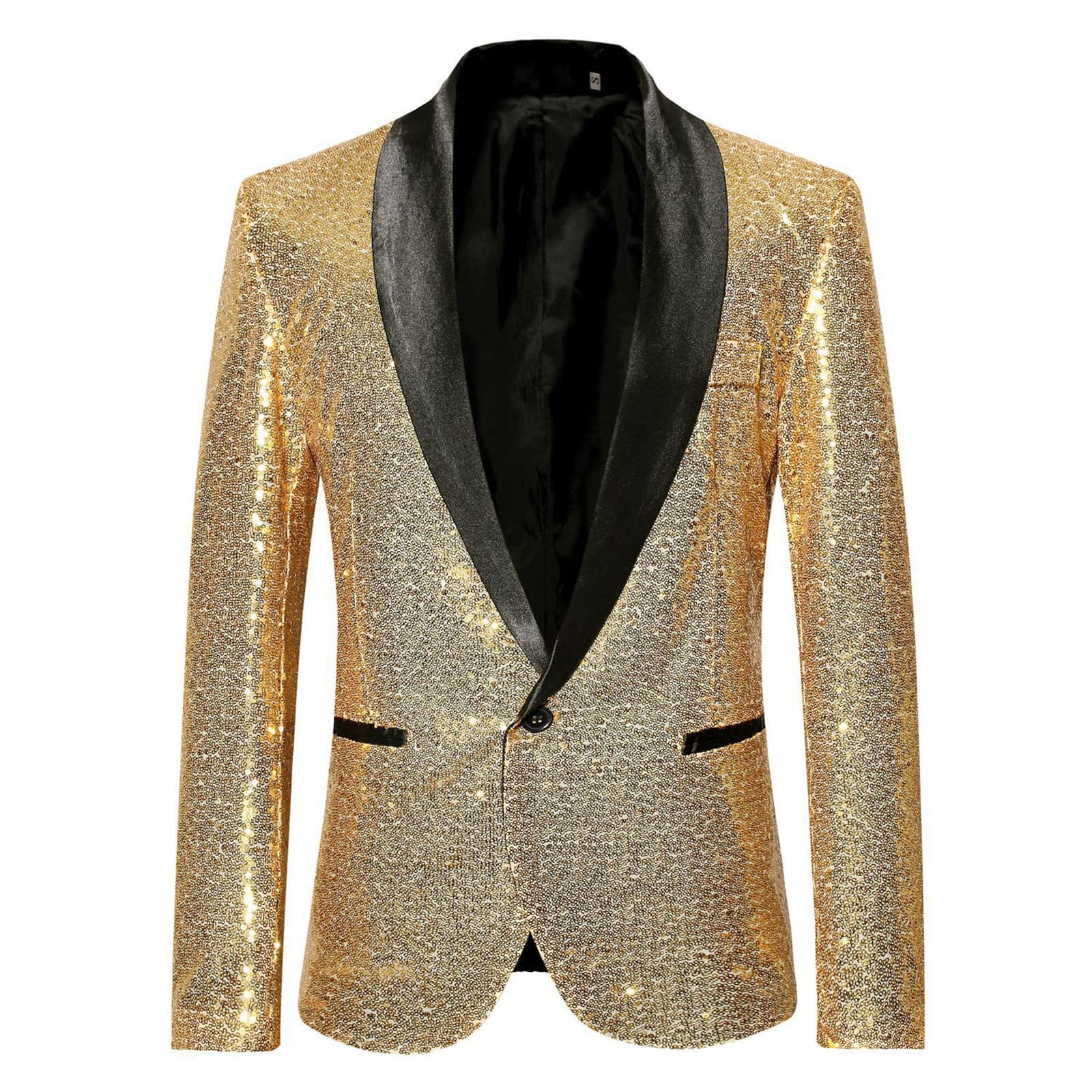 Men's Sequin Blazer - Slim Fit Shiny Jacket for Wedding & Party