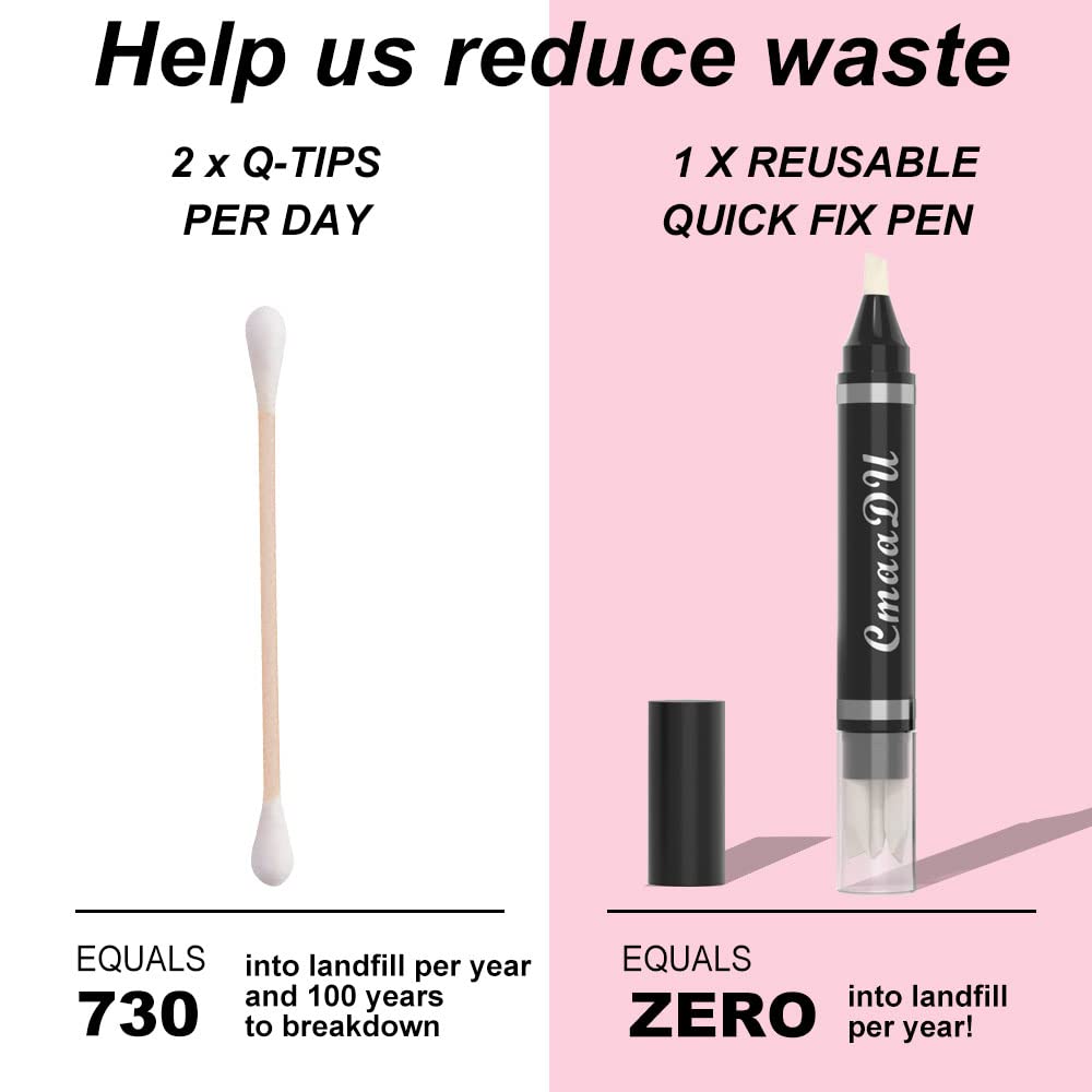 Eye Makeup Remover Pen - Quick & Wash-Free Corrector for Eyeliner, Lipstick & Smudges | 3-in-1 Replacement Heads | Travel-Friendly Makeup Eraser Stick | Perfect for Touch-Ups, On-the-Go Use & Professional Makeup Artists