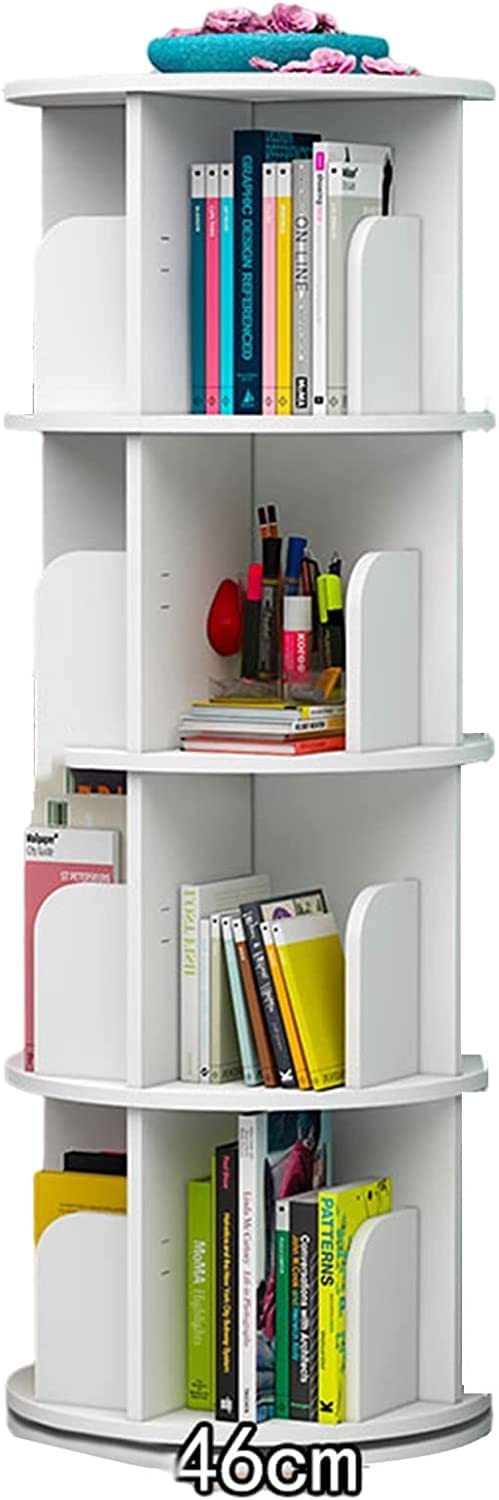 360° Rotating White Stackable Shelf Organizer - 46 x 128cm Storage Shelving Unit for Living Room, Home Office & Bedroom - Space-Saving Multi-Purpose Organizer for Books, Decor & Office Supplies