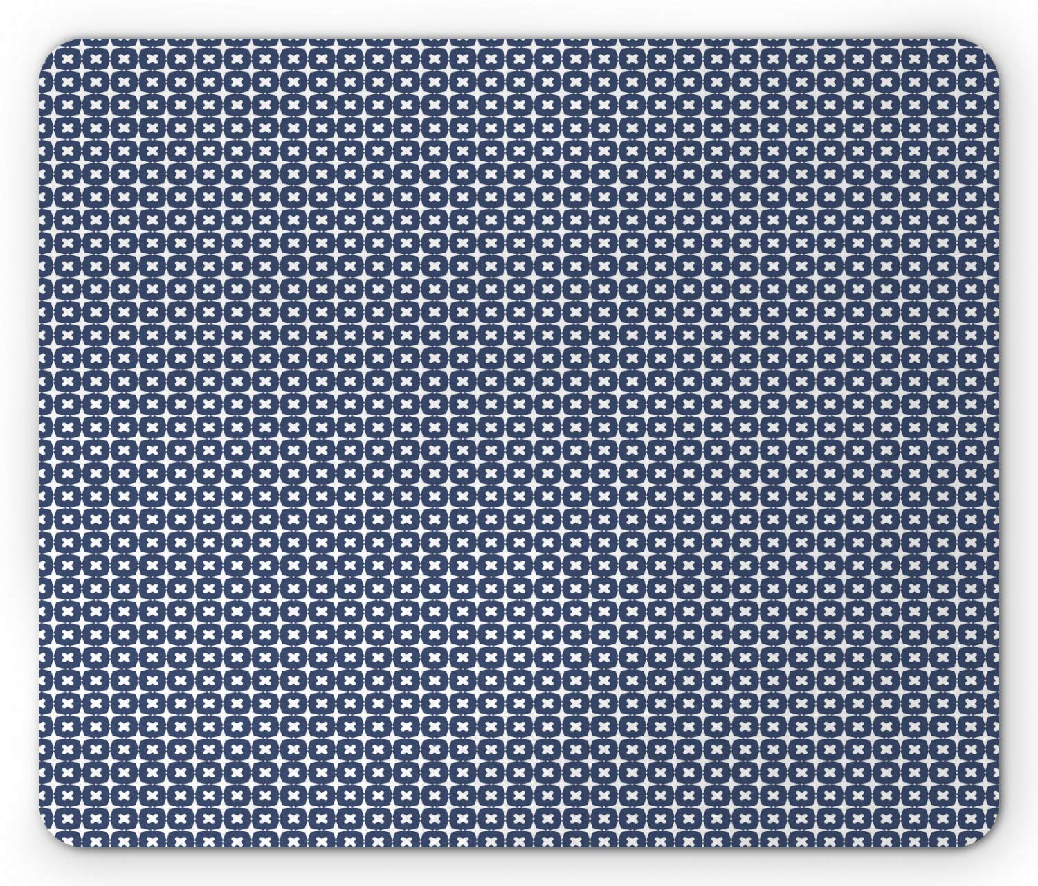 Ambesonne Abstract Mouse Pad - Monochrome Ornamental Round Squares Floral Design, Non-Slip Rubber Base, Standard Size Rectangle Computer Mousepad (Dark Lavender & White) - Perfect for Office, Gaming & Home Workspace
