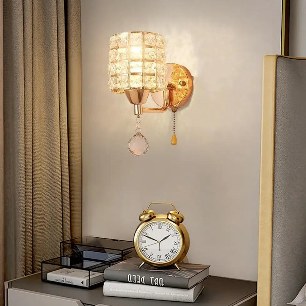 Crystal Cylinder Wall Plug-in Lights - Elegant Home Decor for Bedroom, Living Room & Hallway Lighting