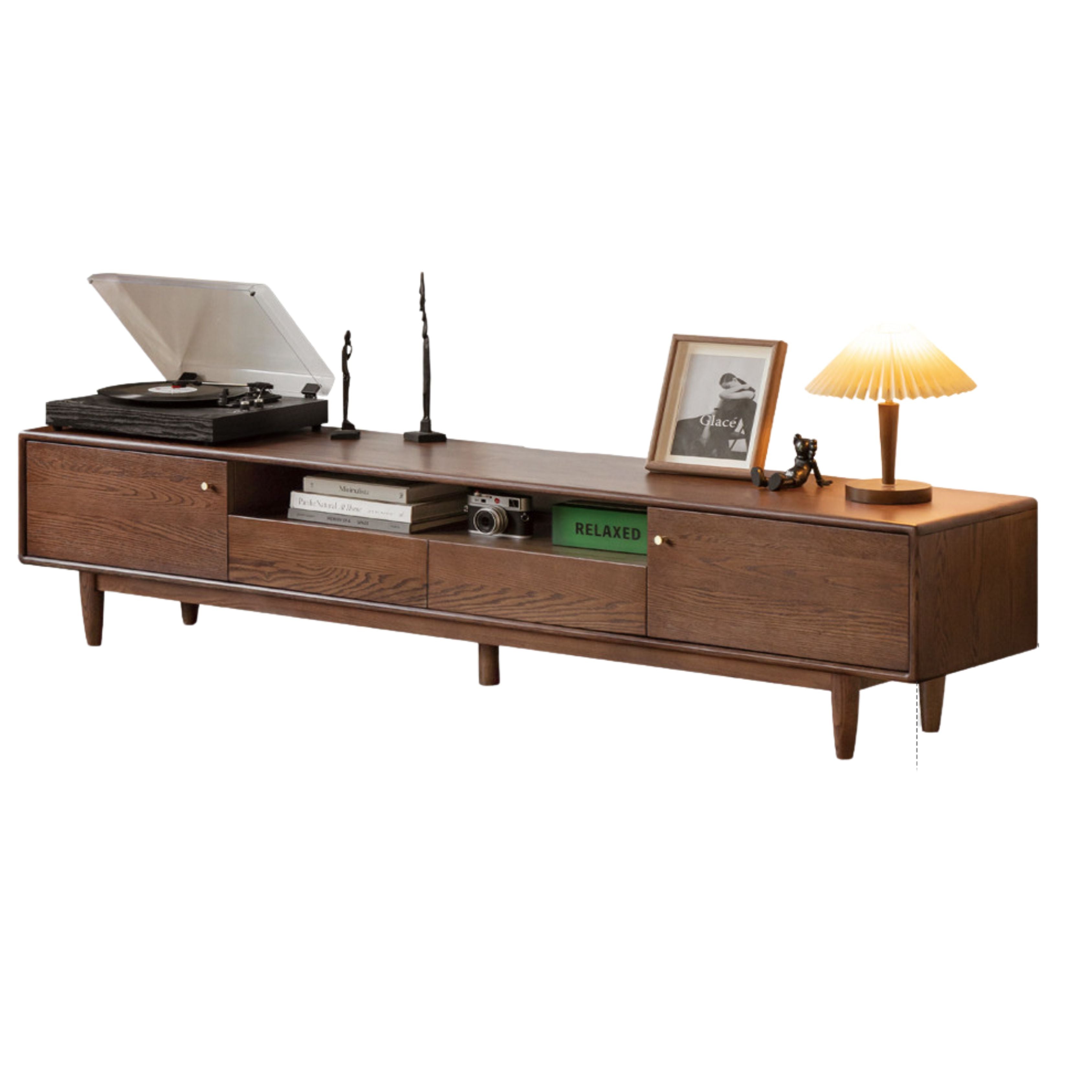 Stylish Oak Solid Wood Modern TV Stand - Nordic Design for Living Room & Entertainment Center | Perfect for 55-75 Inch TVs