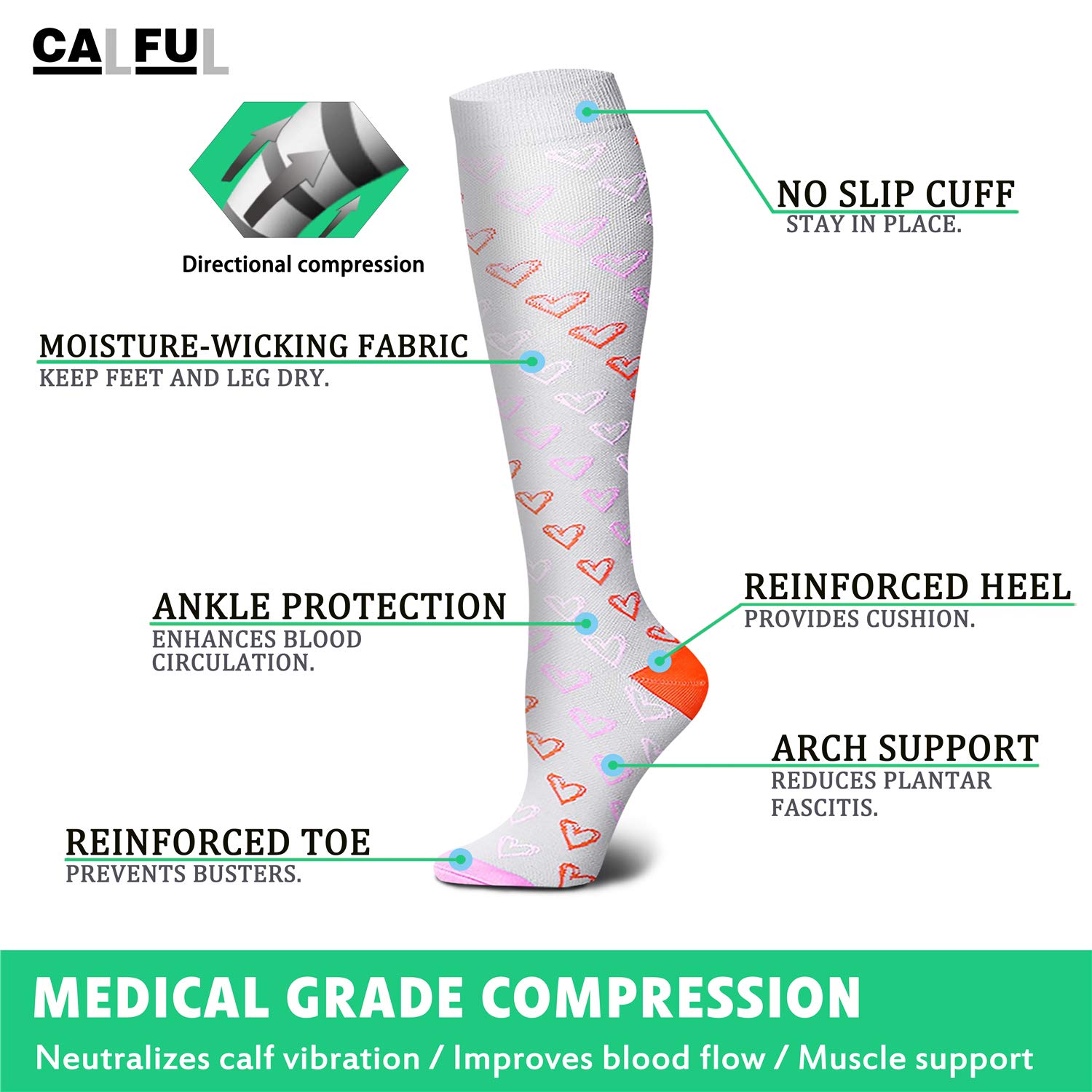 Acture 6 Pairs 15-20mmHg Compression Socks for Men & Women - Best for Running, Sports, Medical Support, Pregnancy & Travel - Improve Circulation & Reduce Swelling for Athletes, Nurses & Frequent Flyers