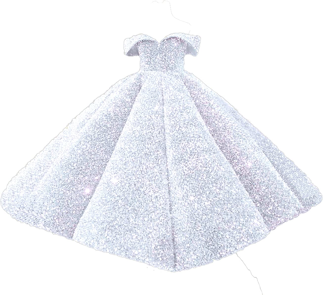 Luxury Girls Pageant Dresses - Off Shoulder Silver Sequin Ball Gowns with Bling for Kids | Toddler Pageant, Birthday Party, Special Occasion Formal Wear