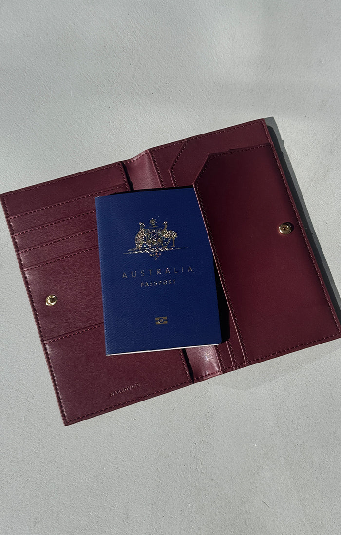 The Salerno Burgundy Passport Wallet - RFID Blocking Travel Organizer for Men & Women - Perfect for Airports, Vacations & Business Trips