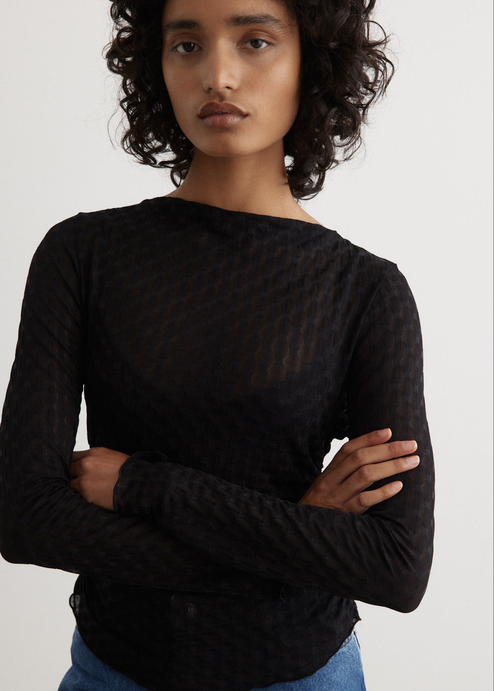 Aspect Mesh Top IWT0074BLK - Black Women's Fashion T-Shirt for Casual Wear, Gym & Outdoor Activities