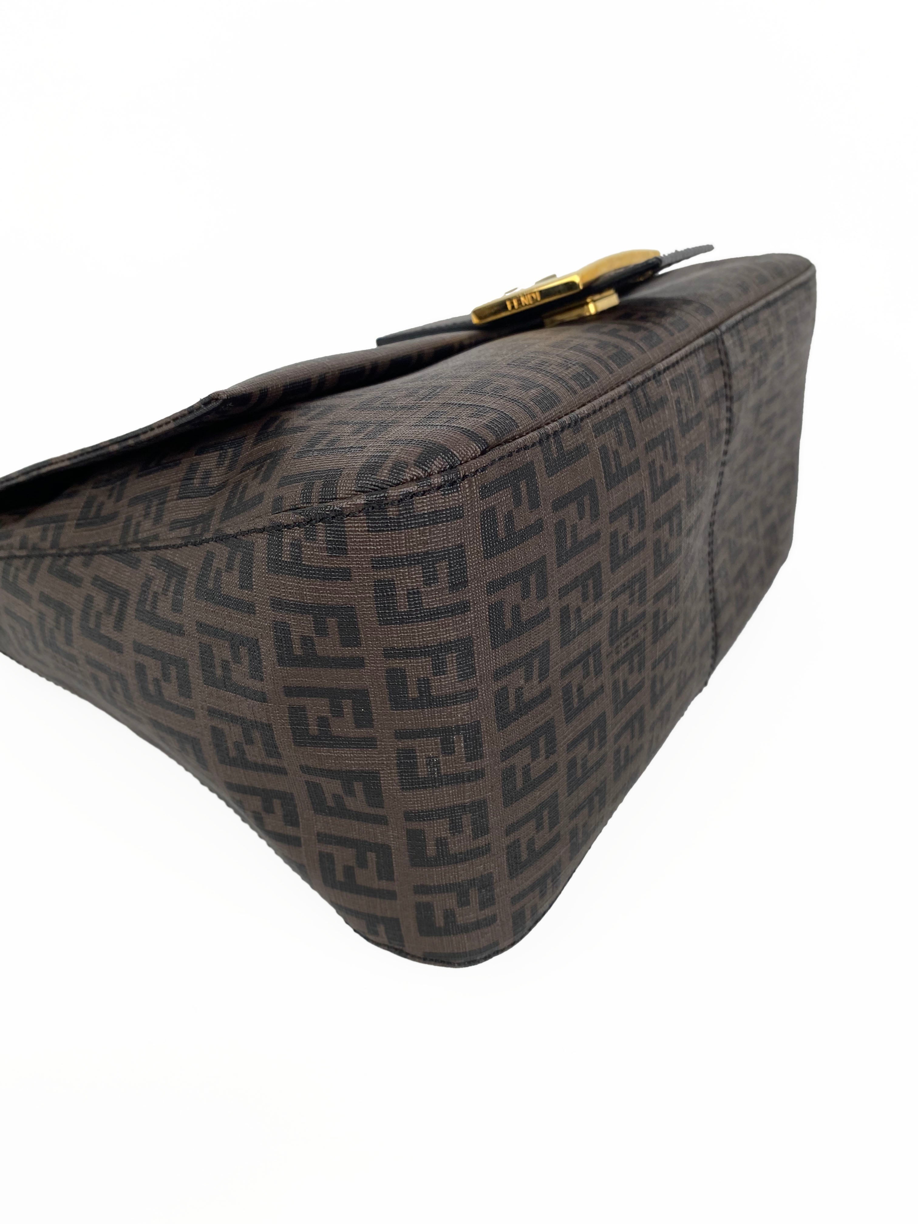 Fendi Monogram Shoulder Bag for Women - Brown Leather Crossbody Purse with Adjustable Strap, Perfect for Work, Travel & Everyday Use