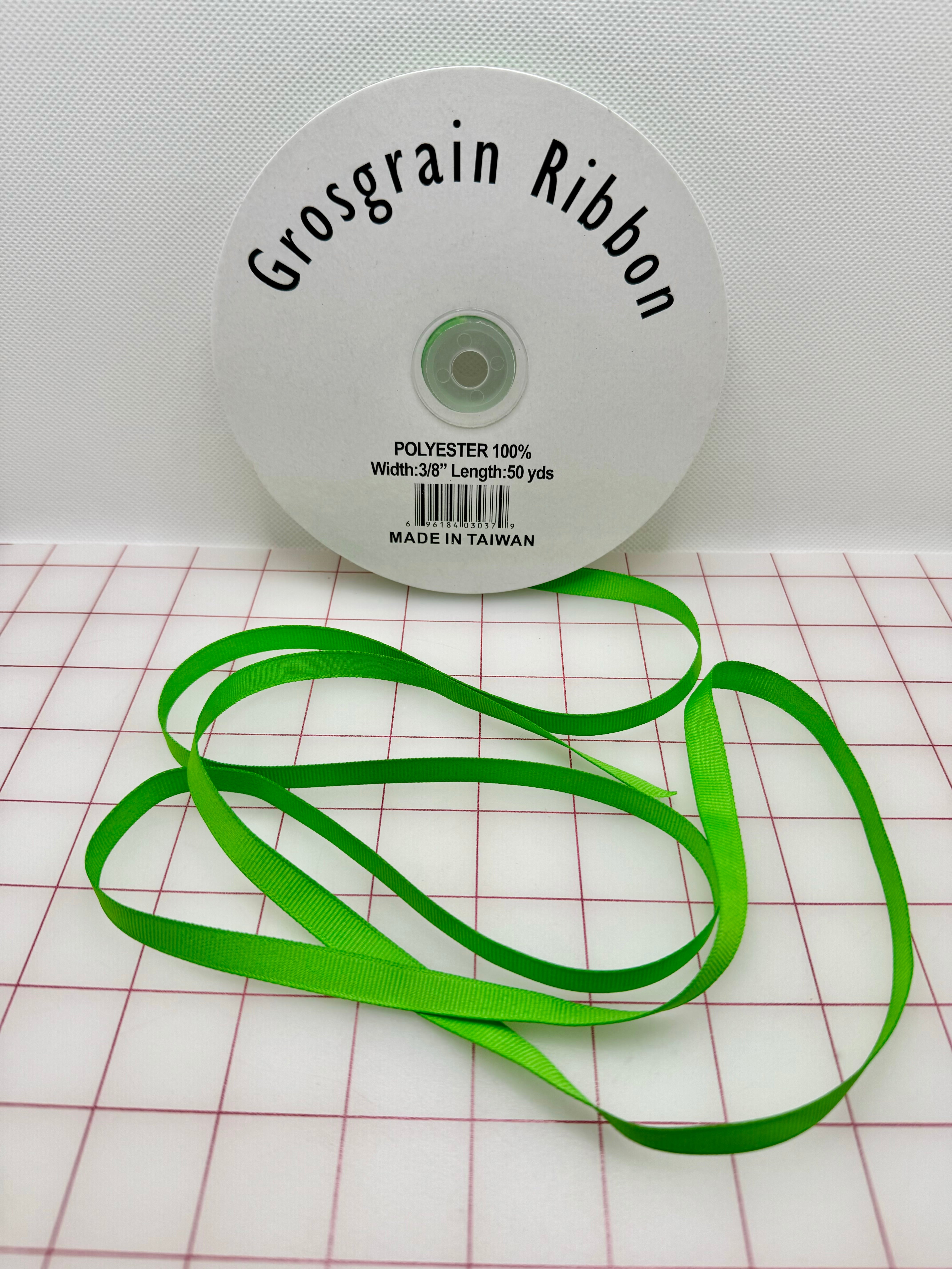 3/8 Inch Grosgrain Ribbon - Spring Green Color - Perfect for DIY Crafts, Gift Wrapping, Hair Bows & Scrapbooking