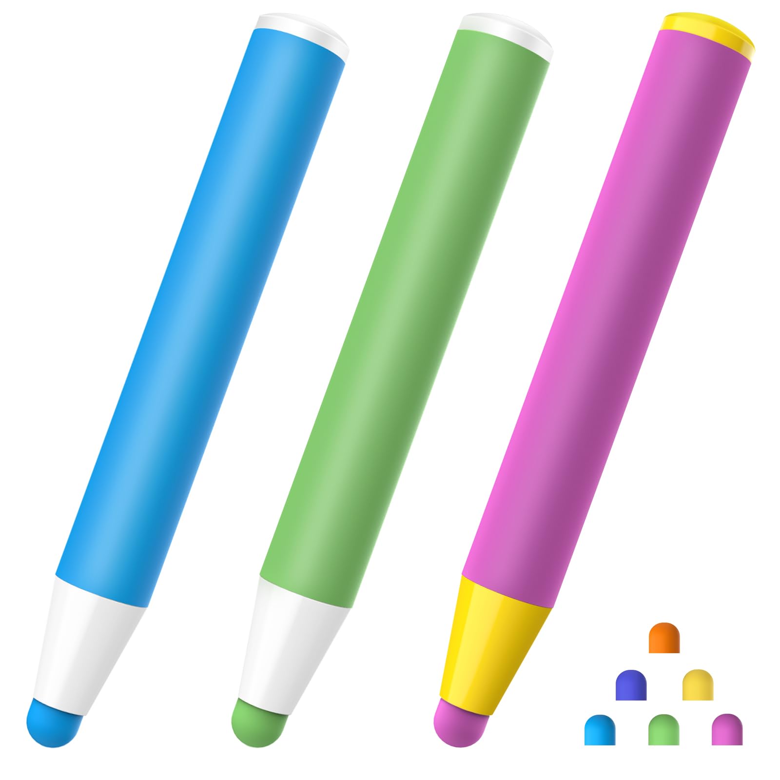 3-Pack Kids Stylus Pens for Touch Screens with 6 Extra Tips | Compatible with Kindle, iPad, iPhone, Fire Kids Tablet | Back to School Supplies for Students | Perfect for Drawing, Note-Taking & Digital Learning