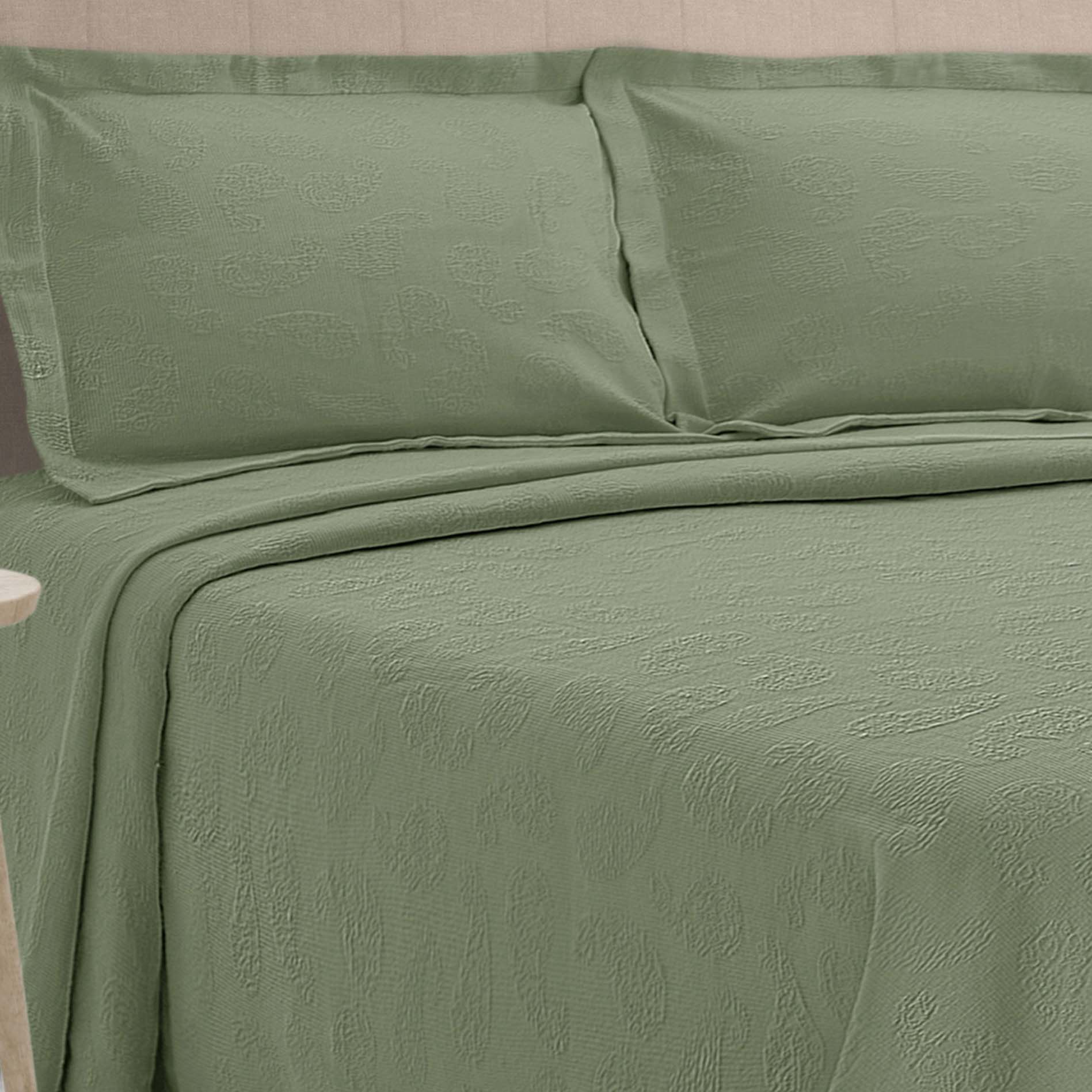 Jacquard Matelassé Paisley Floral Cotton Bedspread Set - Queen Size Luxury Bedding for Master Bedroom & Guest Room Decor