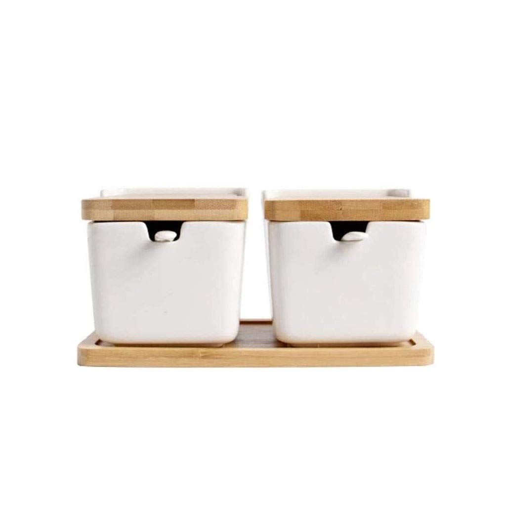 Premium Glass Spice Jars with Bamboo Lids & Measuring Spoon Set - 12oz Airtight Kitchen Storage Containers for Herbs, Salt, Pepper, Coffee - Perfect for Pantry Organization & Countertop Display