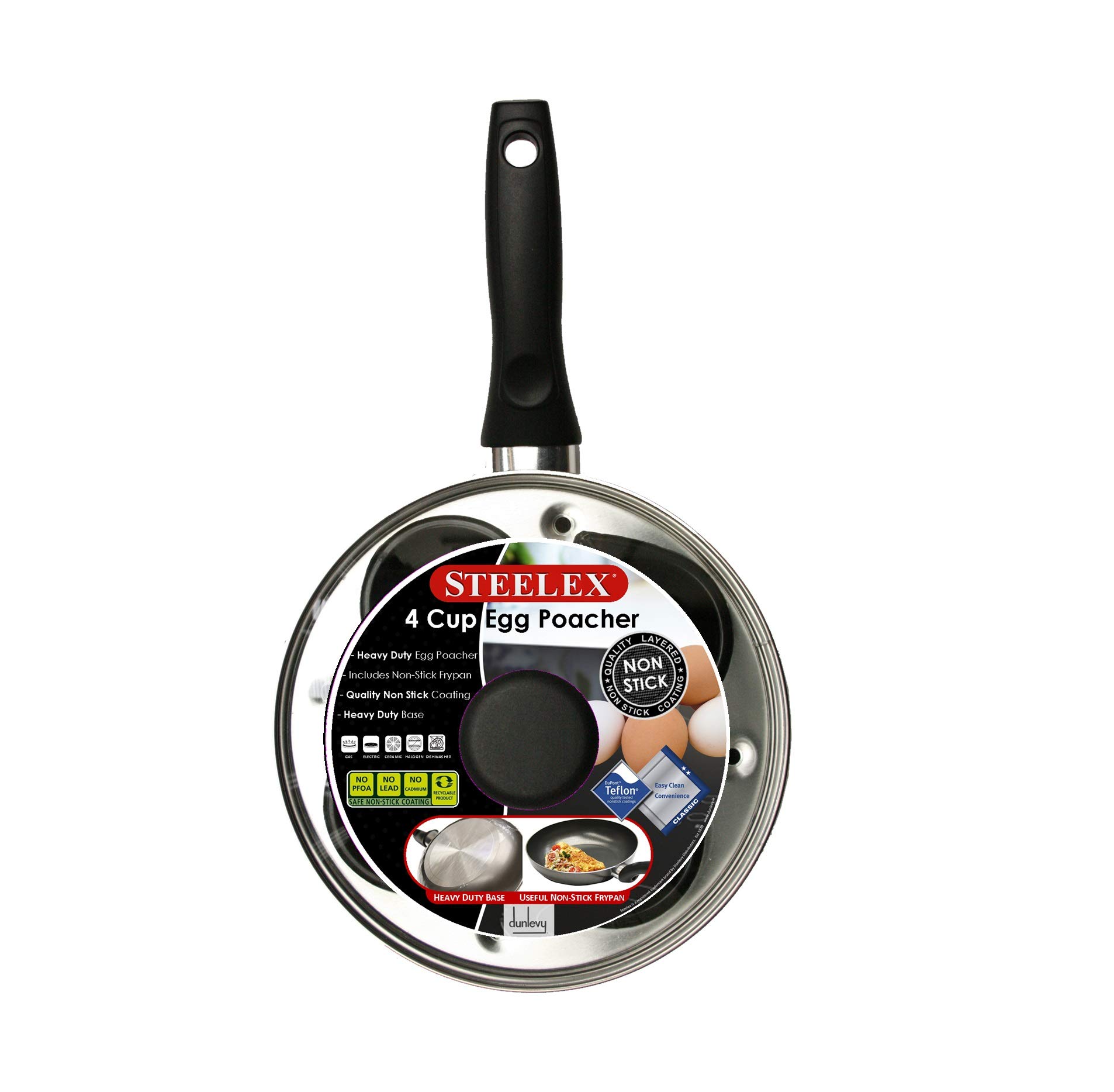 Non-Stick 4 Cup Egg Poacher Pan - Aluminum Poached Egg Maker with Teflon Coating | Perfect for Breakfast, Brunch & Healthy Cooking