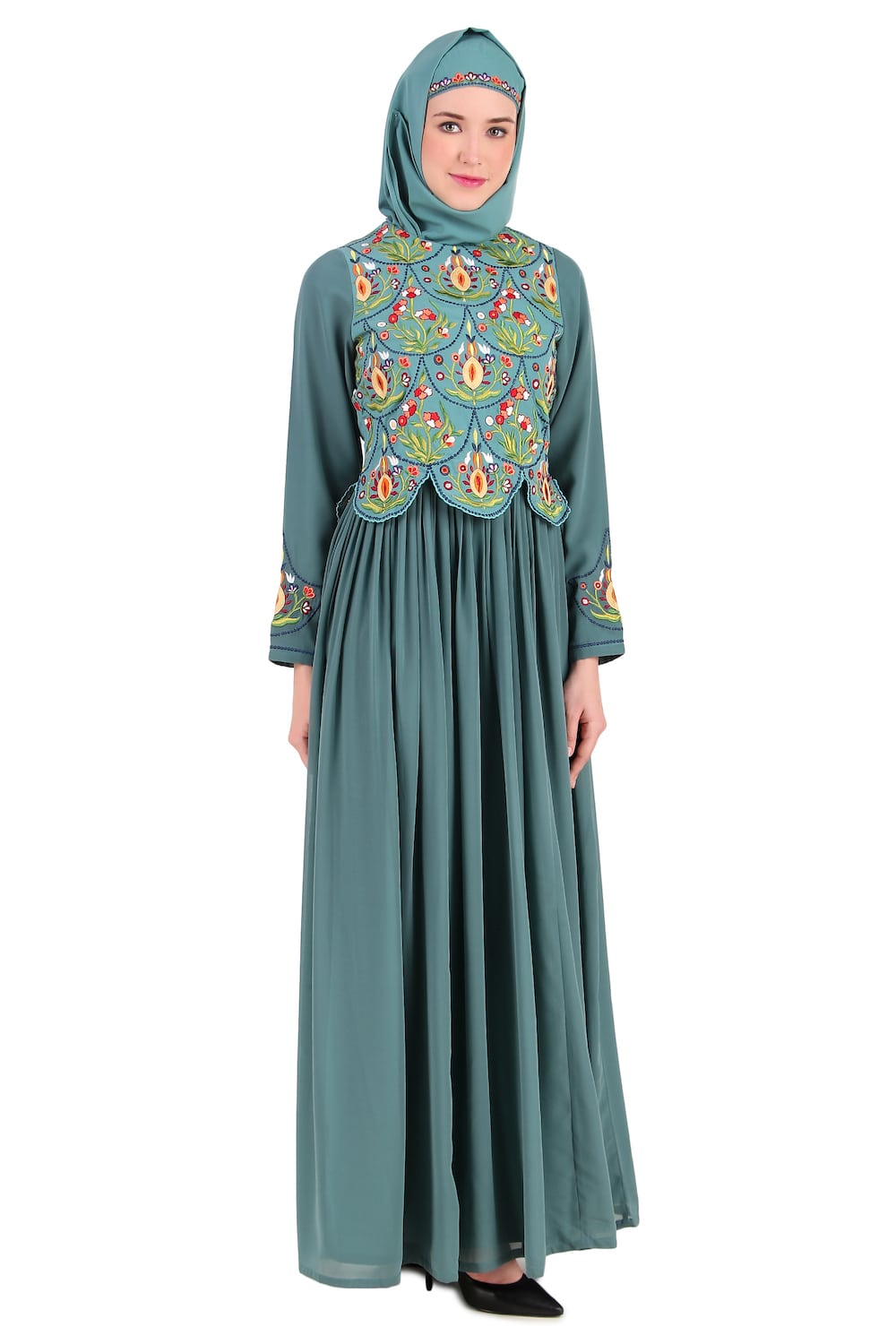 Stylish Designer Hand Embroidered Attached Jacket Abaya - Elegant Muslim Women's Dress for Special Occasions & Daily Wear