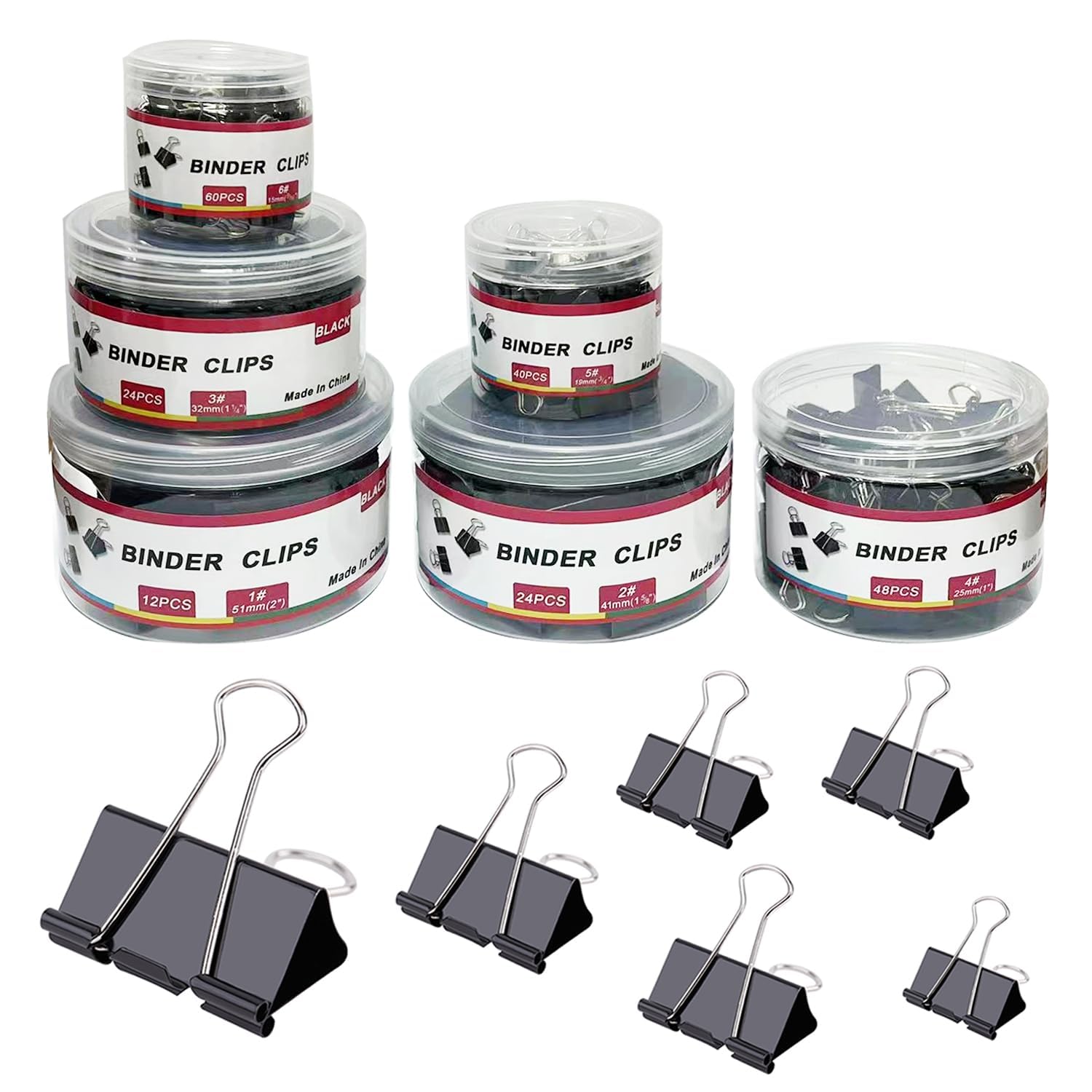 208 PCS Binder Clips Set - Assorted Sizes Metal Paper Clamps for Office, School & Home Organization - Black Binding Clips for Documents, Files, Photos & Bulletin Boards - Bulk Office Supplies for Teachers & Students