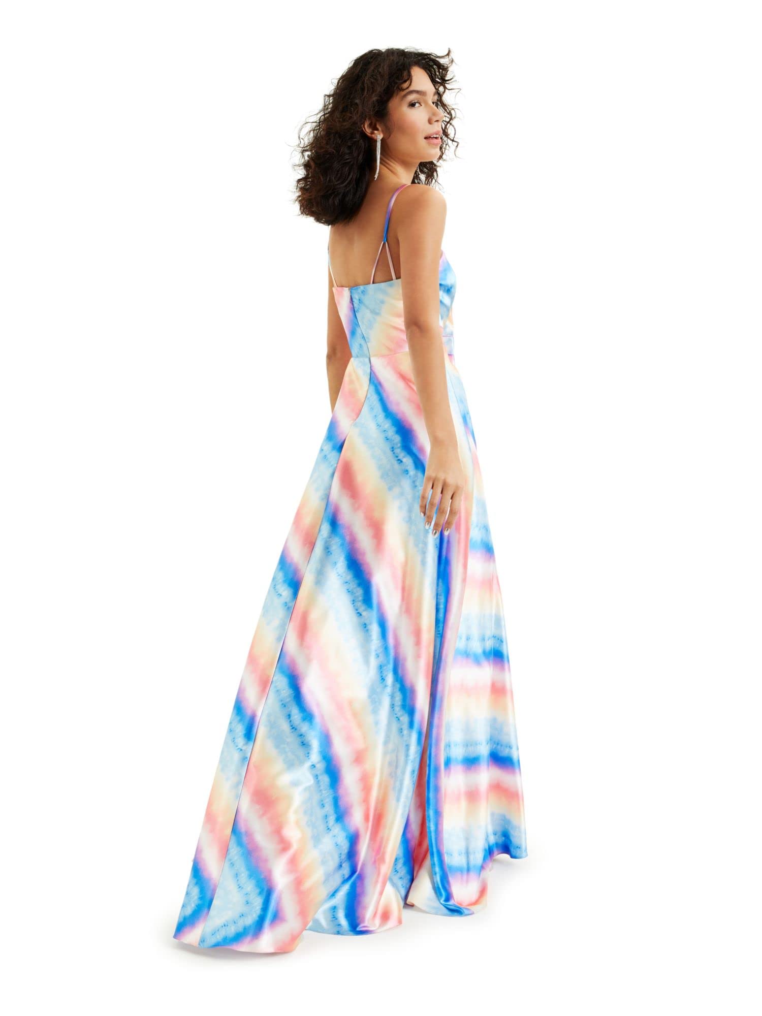 City Studio Women's Tie Dye Maxi Evening Dress - Boho Chic Long Flowy Gown in Multi-Colored Blue Shades | Perfect for Beach Weddings, Summer Parties & Formal Occasions